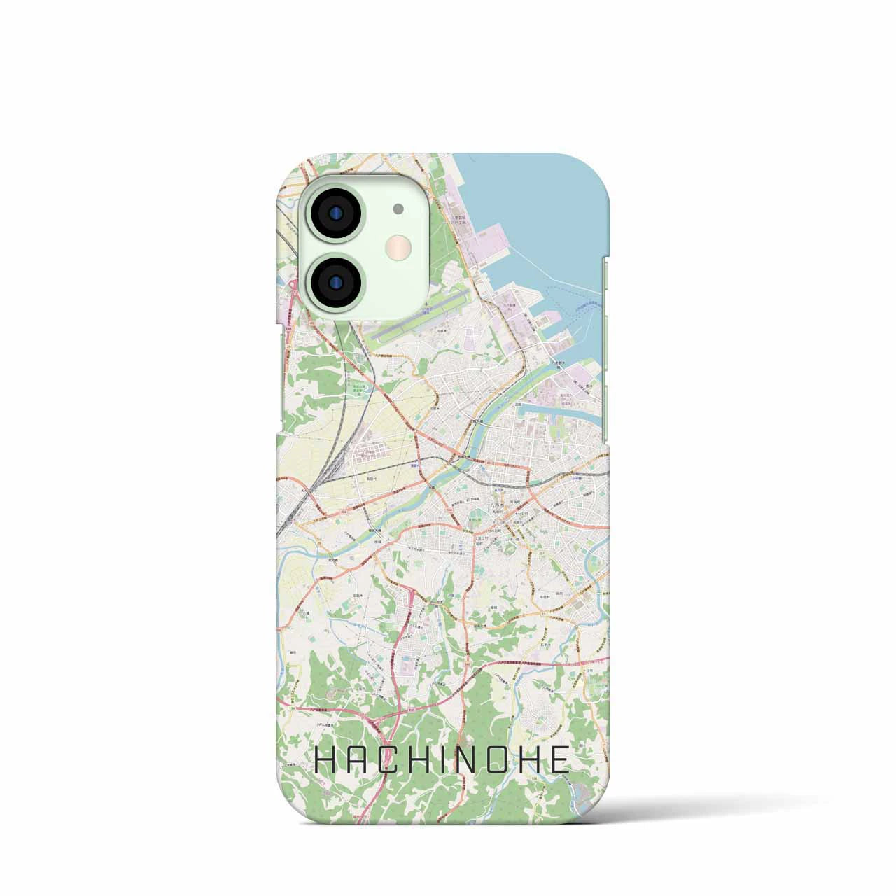 【八戸】地図柄iPhoneケース（バックカバータイプ・ナチュラル）iPhone 12 mini 用