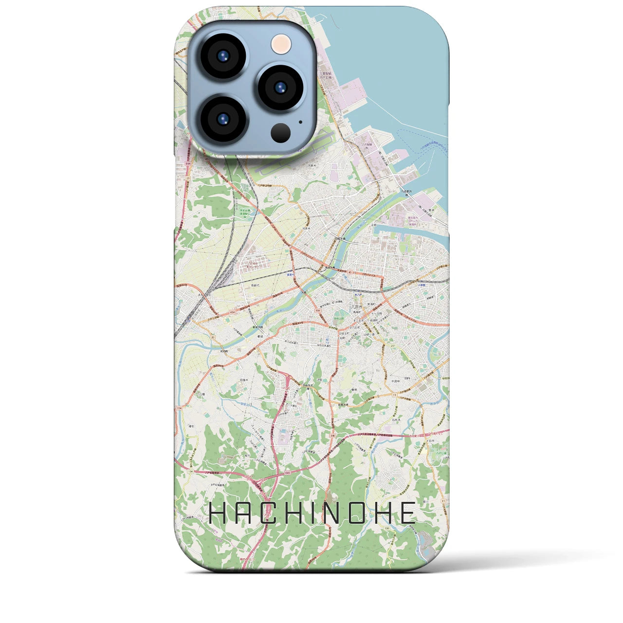 【八戸】地図柄iPhoneケース（バックカバータイプ・ナチュラル）iPhone 13 Pro Max 用