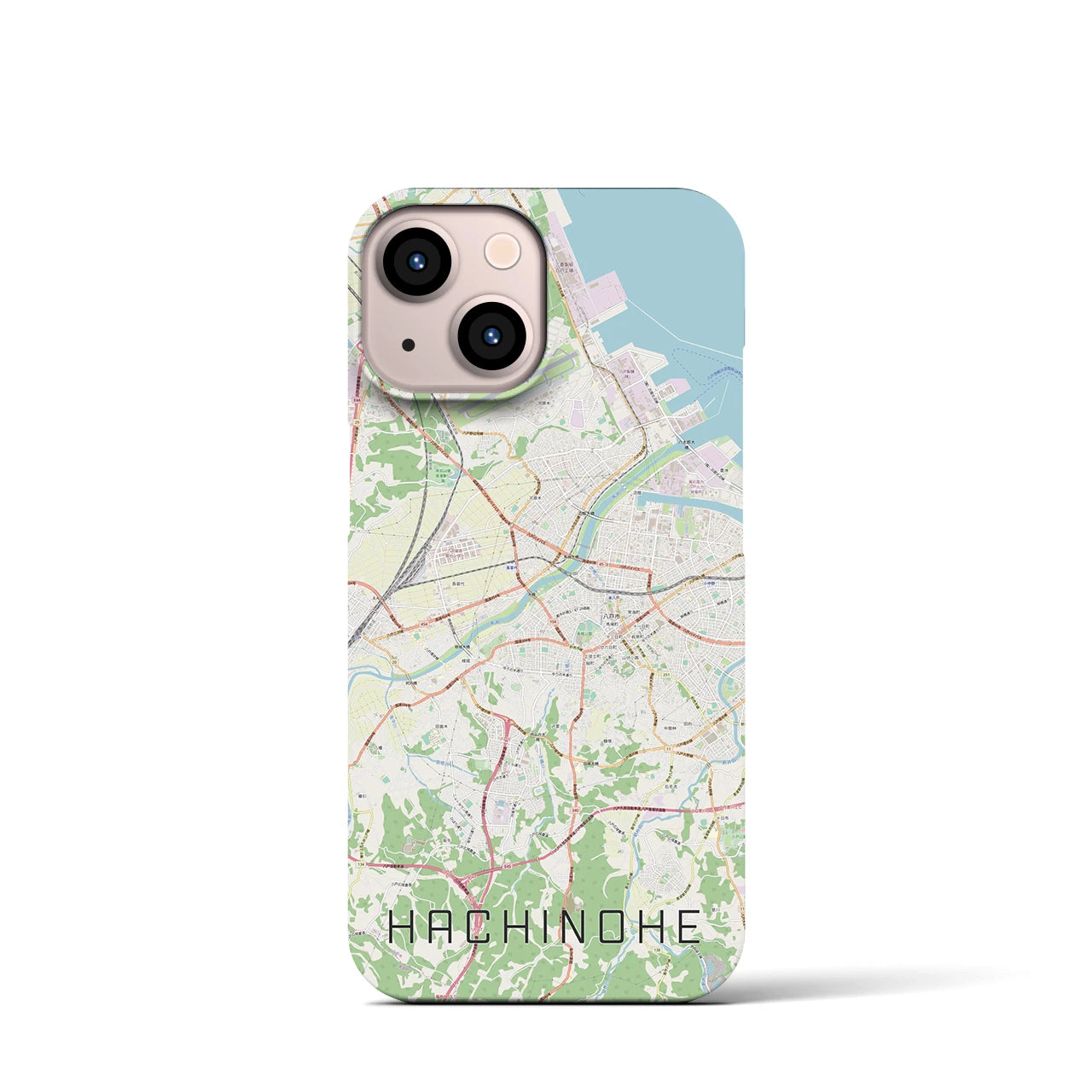 【八戸】地図柄iPhoneケース（バックカバータイプ・ナチュラル）iPhone 13 mini 用