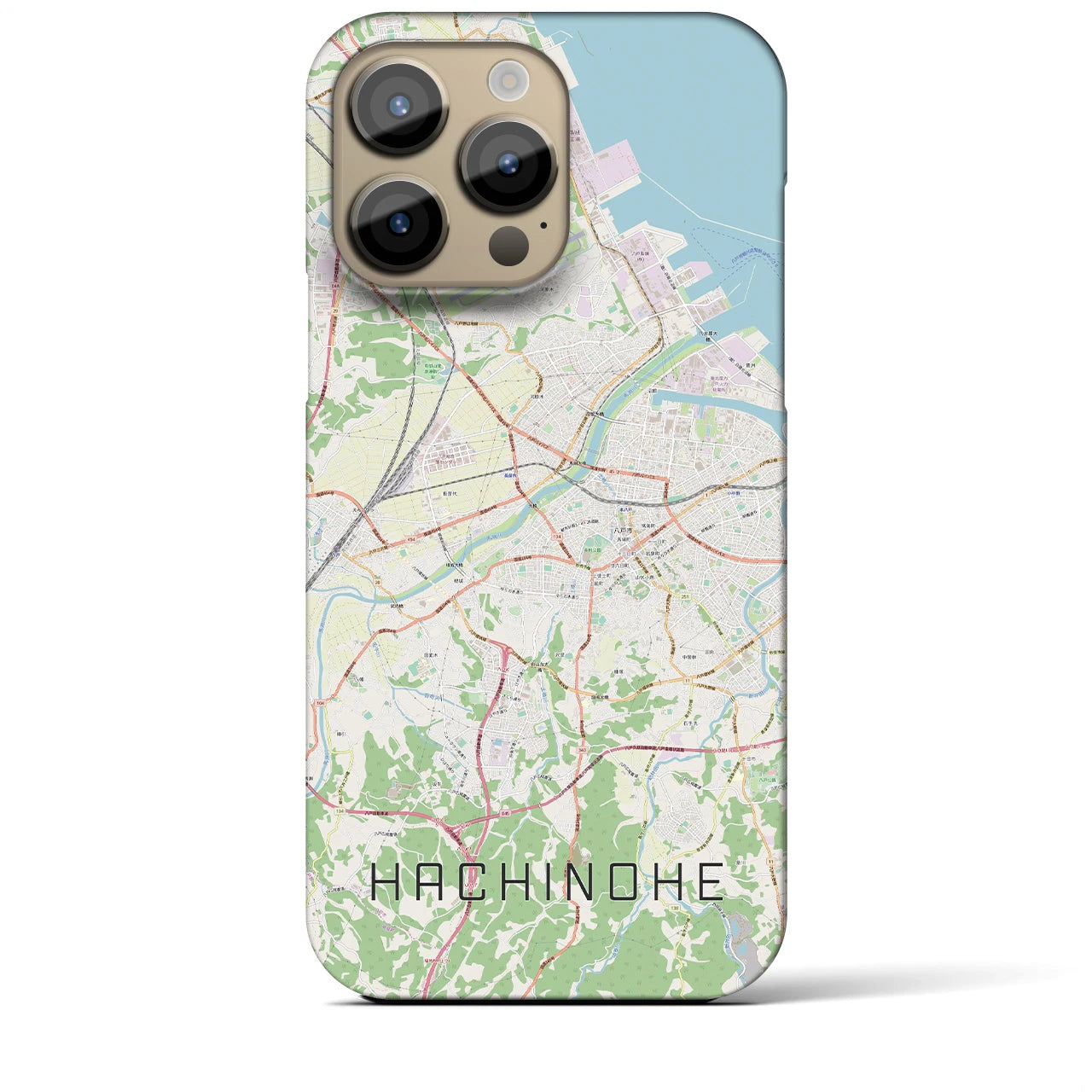 【八戸】地図柄iPhoneケース（バックカバータイプ・ナチュラル）iPhone 14 Pro Max 用