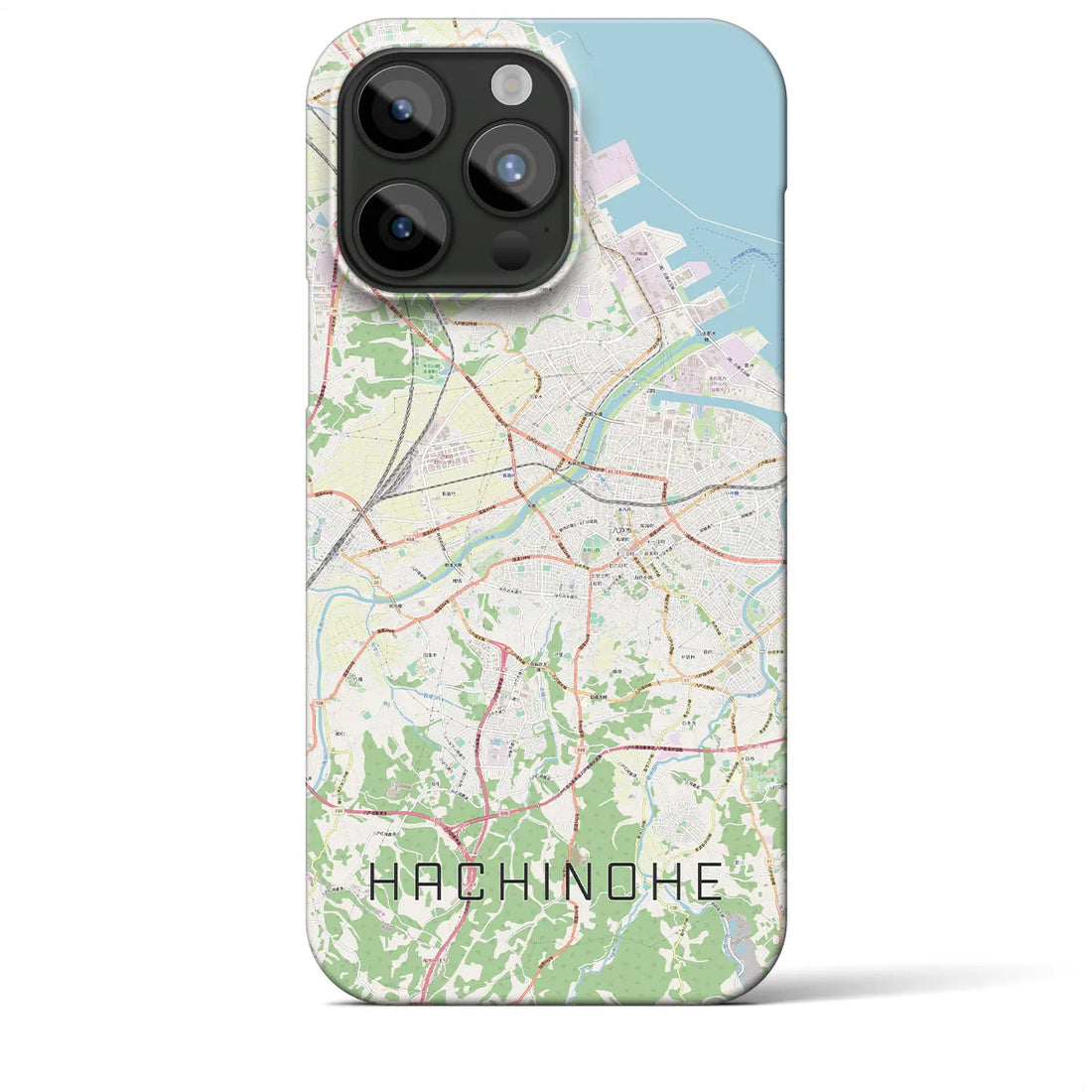 【八戸】地図柄iPhoneケース（バックカバータイプ・ナチュラル）iPhone 15 Pro Max 用