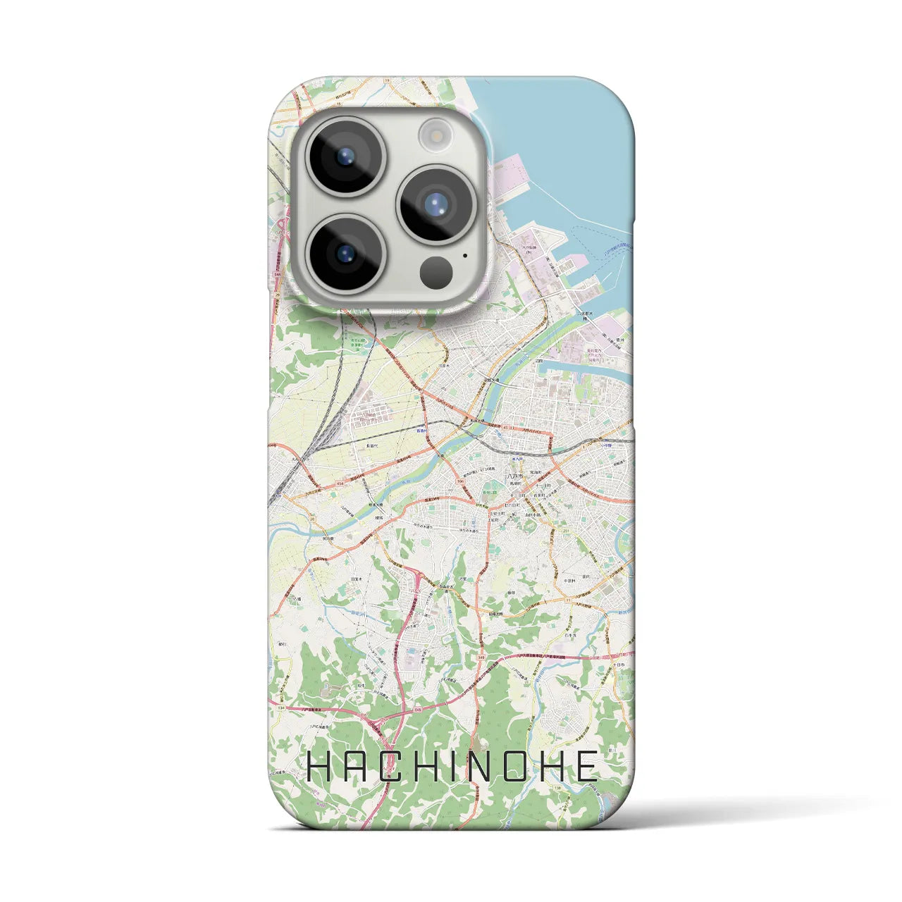 【八戸】地図柄iPhoneケース（バックカバータイプ・ナチュラル）iPhone 15 Pro 用