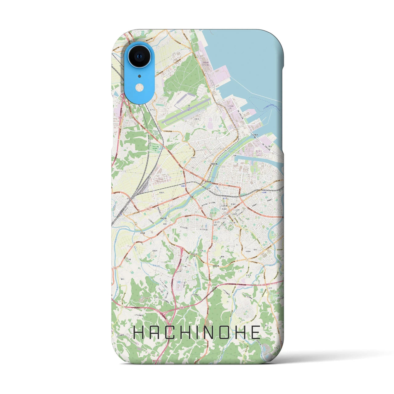 【八戸】地図柄iPhoneケース（バックカバータイプ・ナチュラル）iPhone XR 用