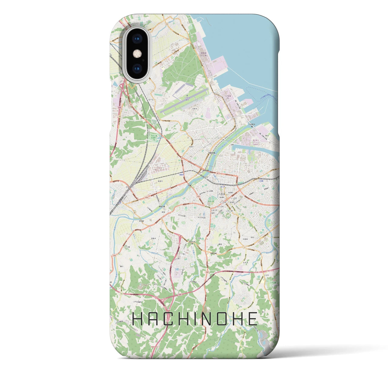 【八戸】地図柄iPhoneケース（バックカバータイプ・ナチュラル）iPhone XS Max 用