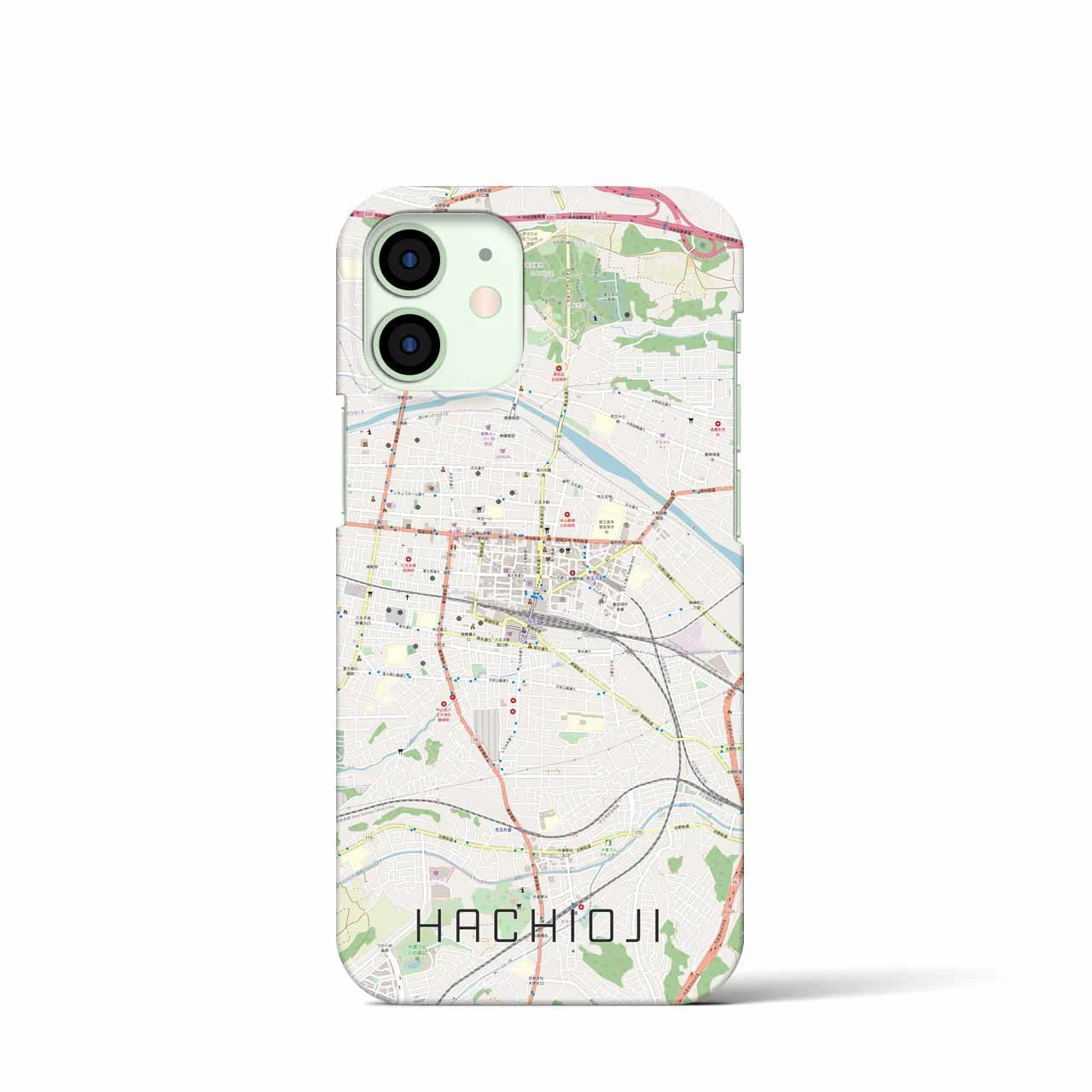 【八王子】地図柄iPhoneケース（バックカバータイプ・ナチュラル）iPhone 12 mini 用