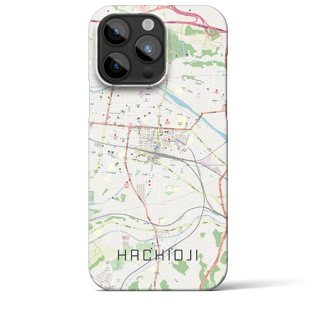 【八王子】地図柄iPhoneケース（バックカバータイプ・ナチュラル）iPhone 15 Pro Max 用