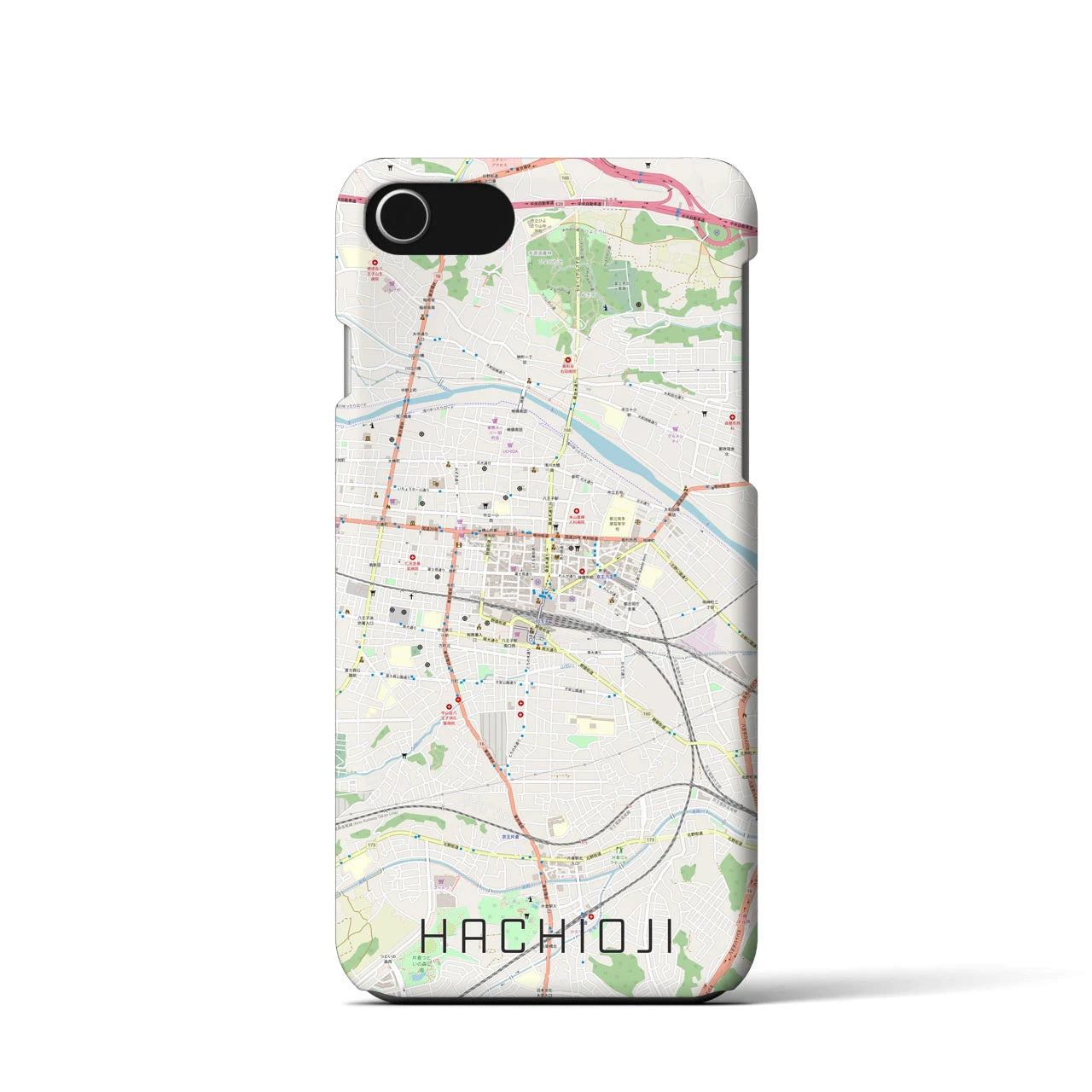 【八王子】地図柄iPhoneケース（バックカバータイプ・ナチュラル）iPhone SE（第3 / 第2世代） / 8 / 7 / 6s / 6 用