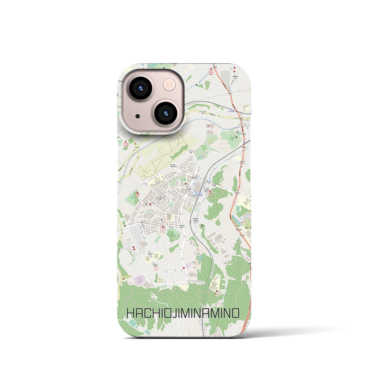【八王子みなみ野】地図柄iPhoneケース（バックカバータイプ・ナチュラル）iPhone 13 mini 用