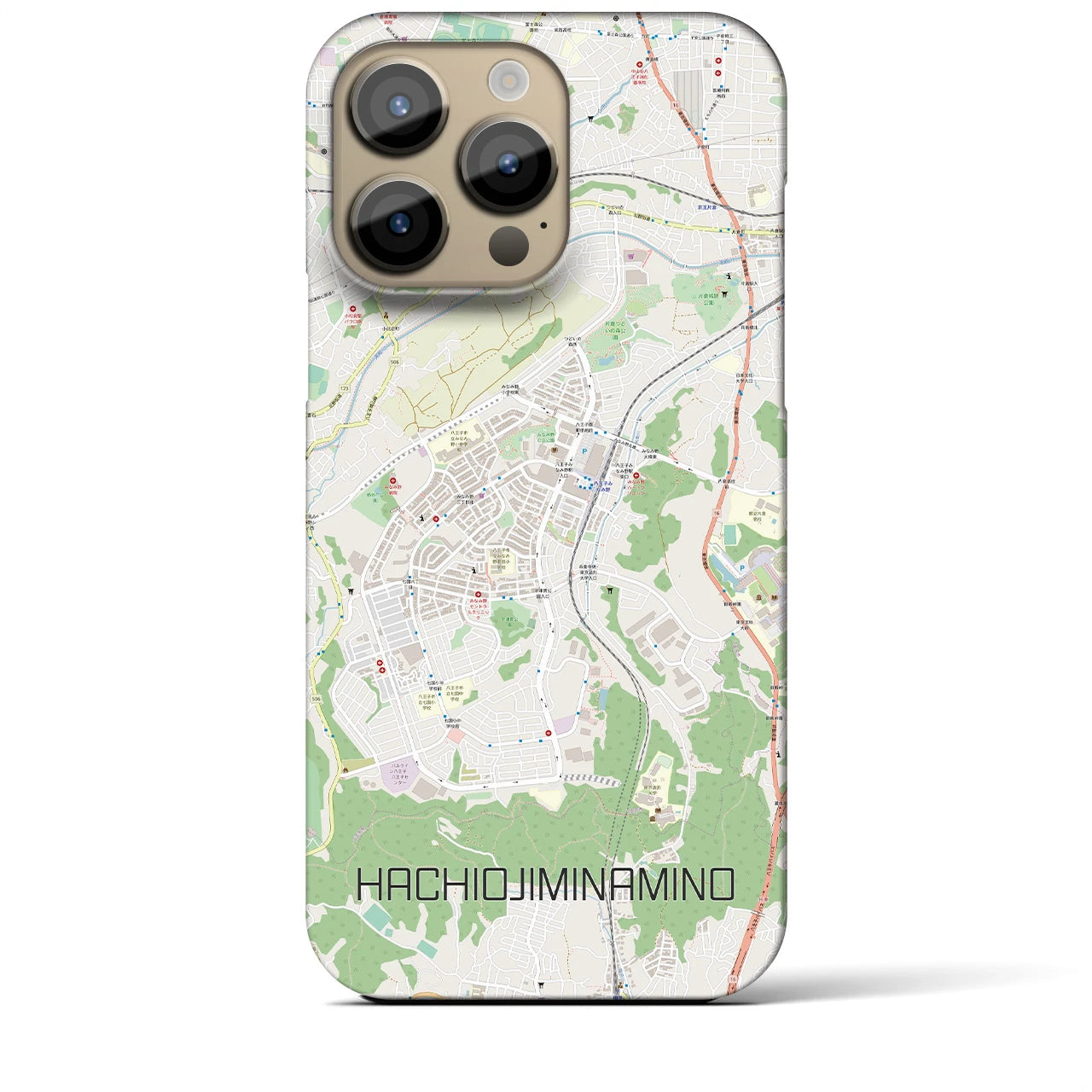 【八王子みなみ野】地図柄iPhoneケース（バックカバータイプ・ナチュラル）iPhone 14 Pro Max 用