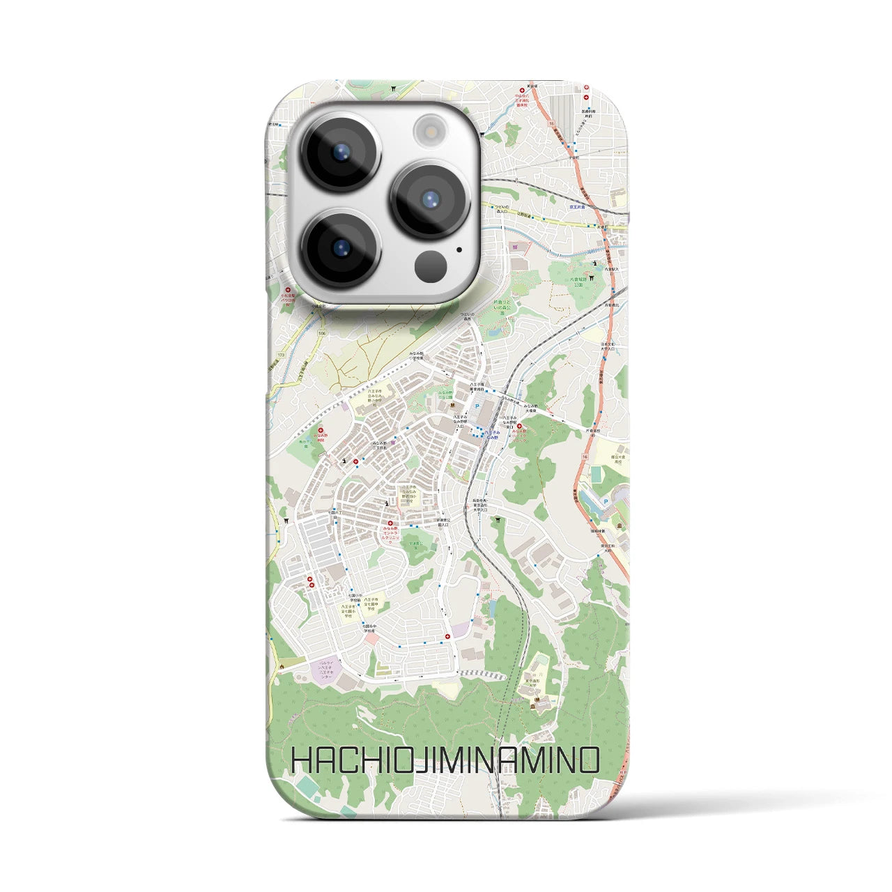 【八王子みなみ野】地図柄iPhoneケース（バックカバータイプ・ナチュラル）iPhone 14 Pro 用