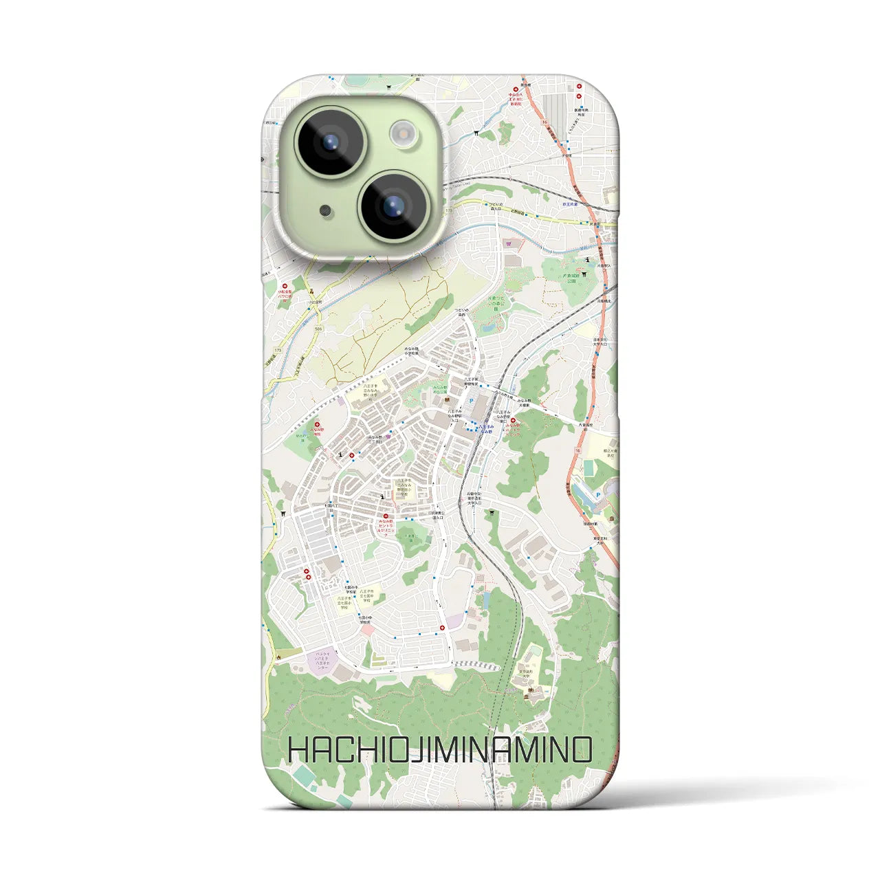 【八王子みなみ野】地図柄iPhoneケース（バックカバータイプ・ナチュラル）iPhone 15 用