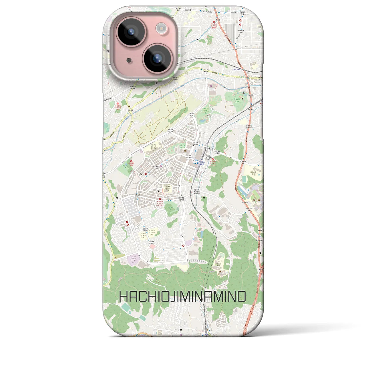 【八王子みなみ野】地図柄iPhoneケース（バックカバータイプ・ナチュラル）iPhone 15 Plus 用