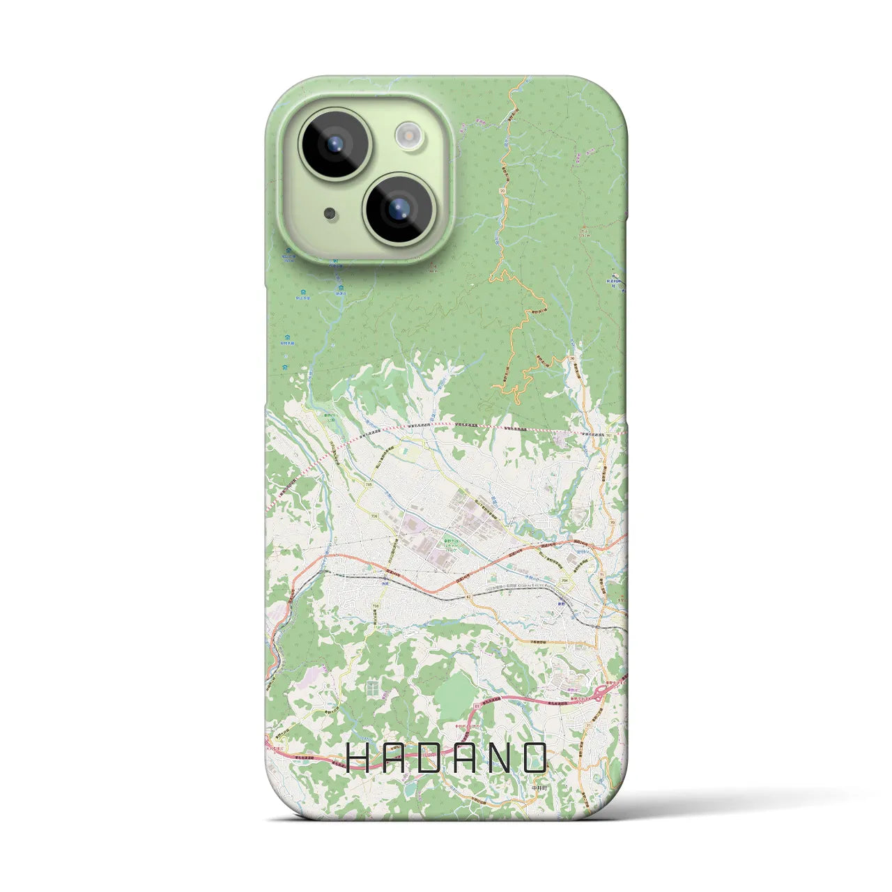 【秦野】地図柄iPhoneケース（バックカバータイプ・ナチュラル）iPhone 15 用