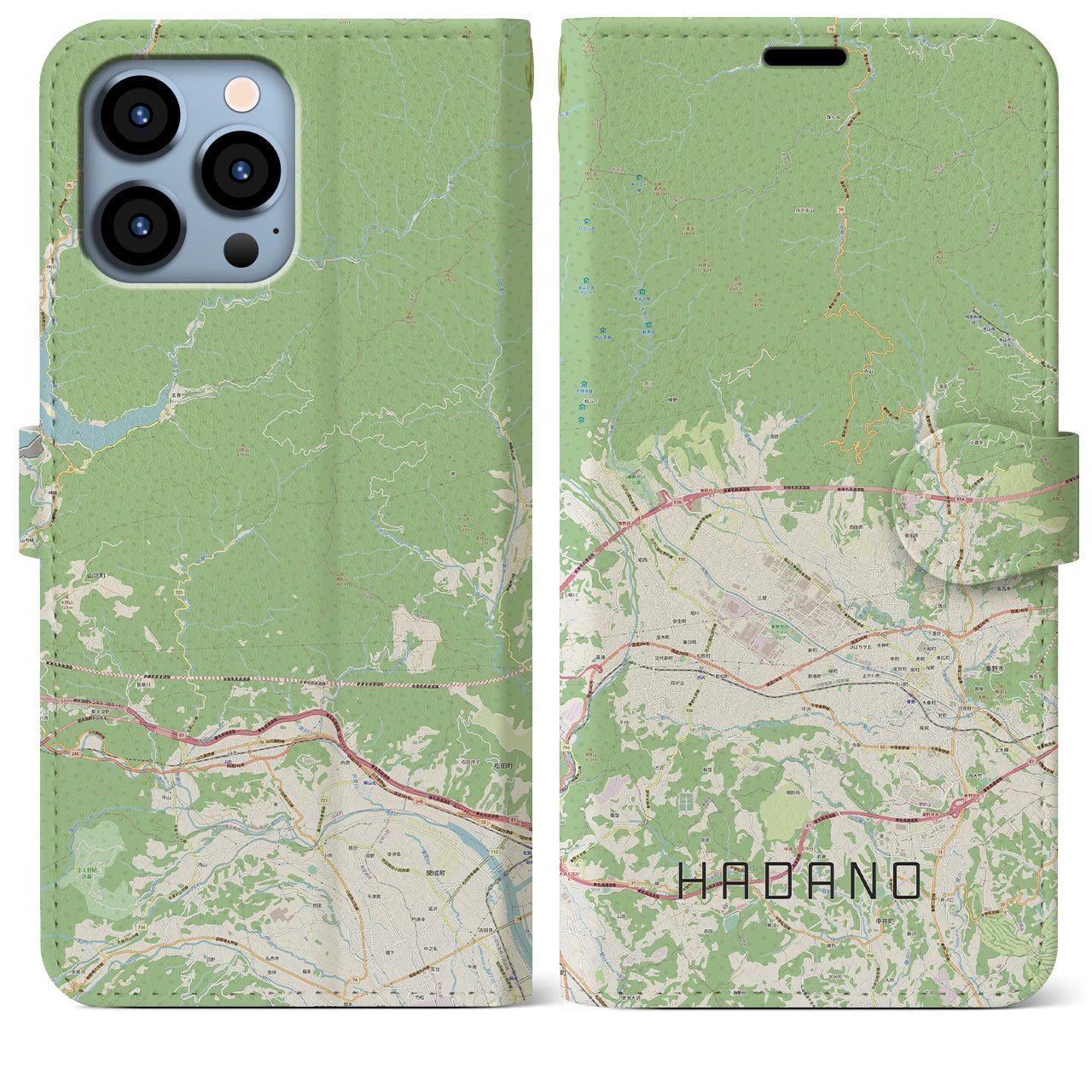 【秦野】地図柄iPhoneケース（手帳両面タイプ・ナチュラル）iPhone 13 Pro Max 用