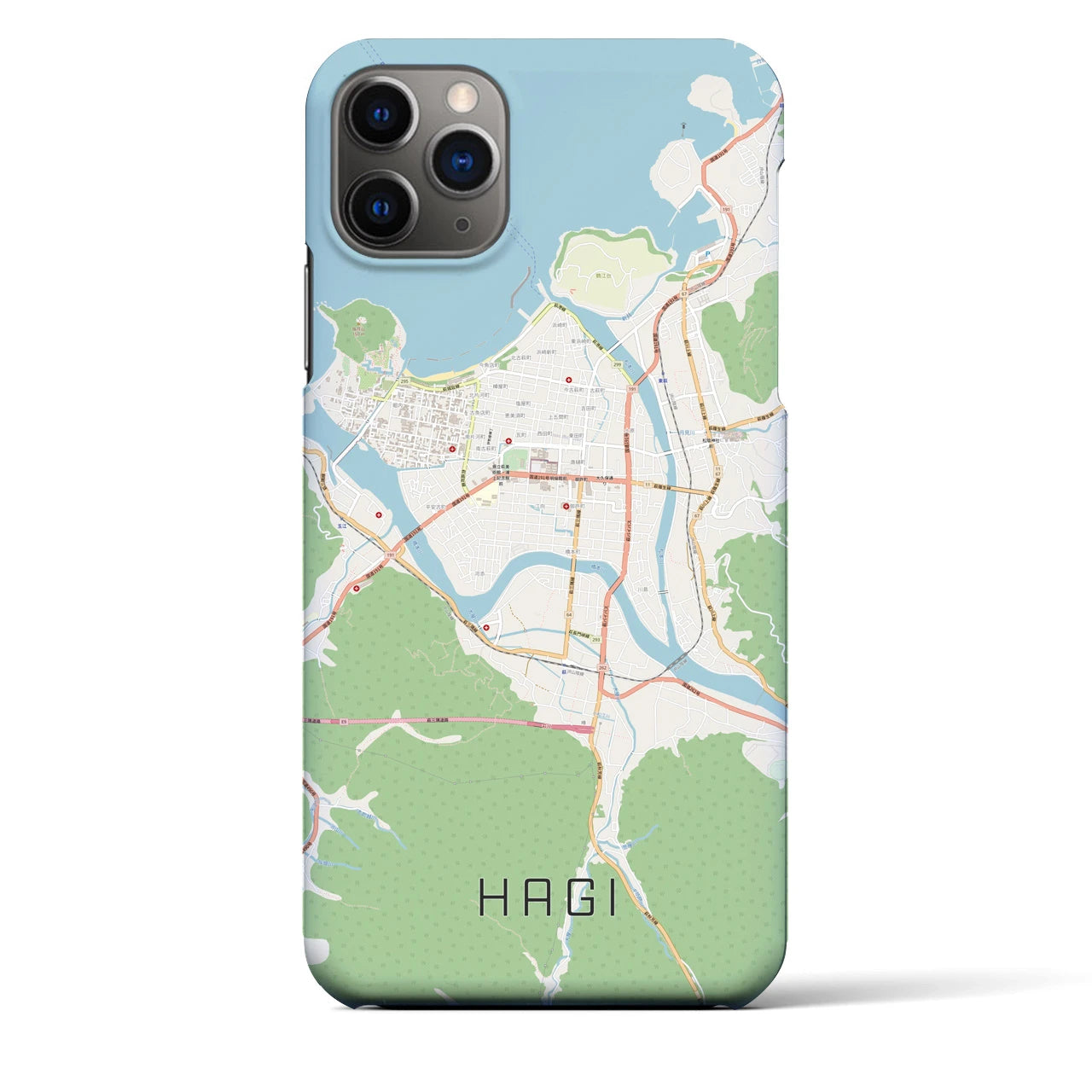 【萩2】地図柄iPhoneケース（バックカバータイプ・ナチュラル）iPhone 11 Pro Max 用