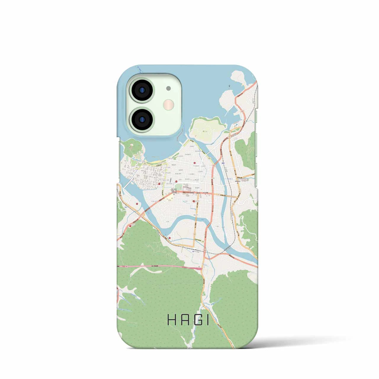 【萩2】地図柄iPhoneケース（バックカバータイプ・ナチュラル）iPhone 12 mini 用