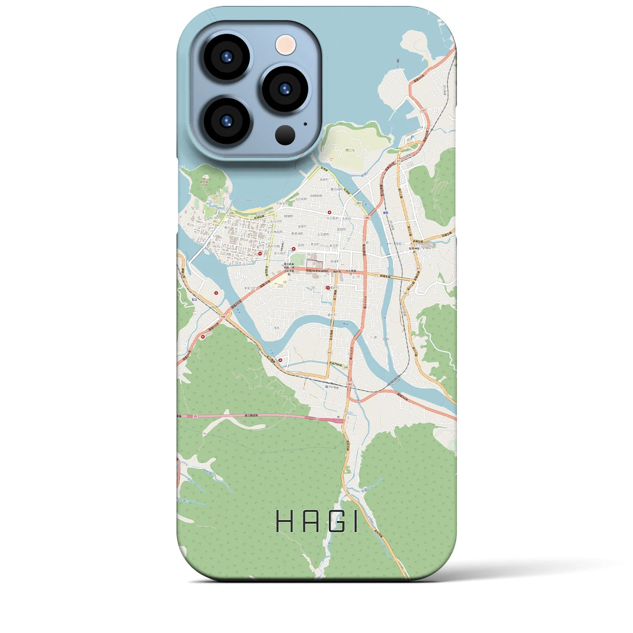 【萩2】地図柄iPhoneケース（バックカバータイプ・ナチュラル）iPhone 13 Pro Max 用