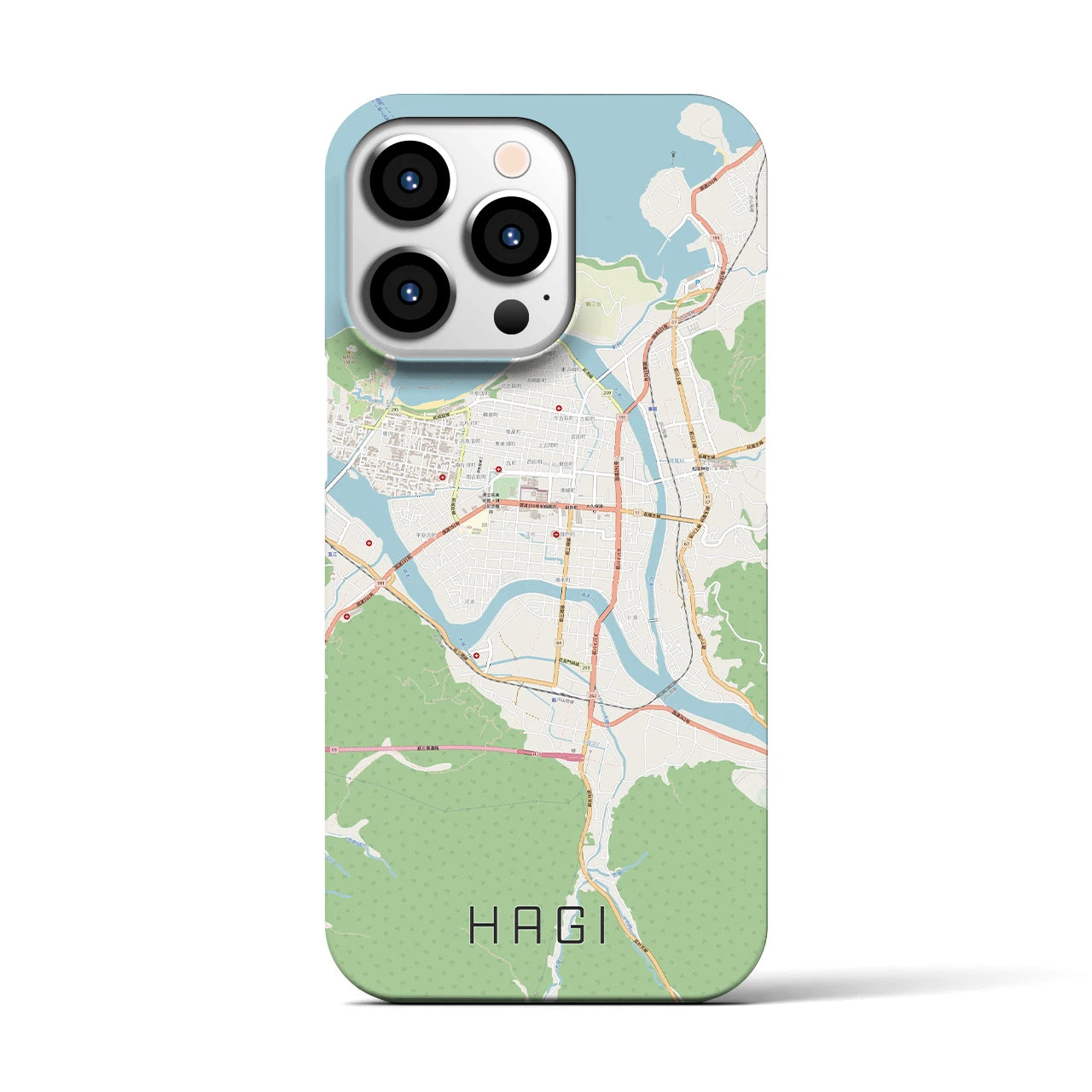 【萩2】地図柄iPhoneケース（バックカバータイプ・ナチュラル）iPhone 13 Pro 用
