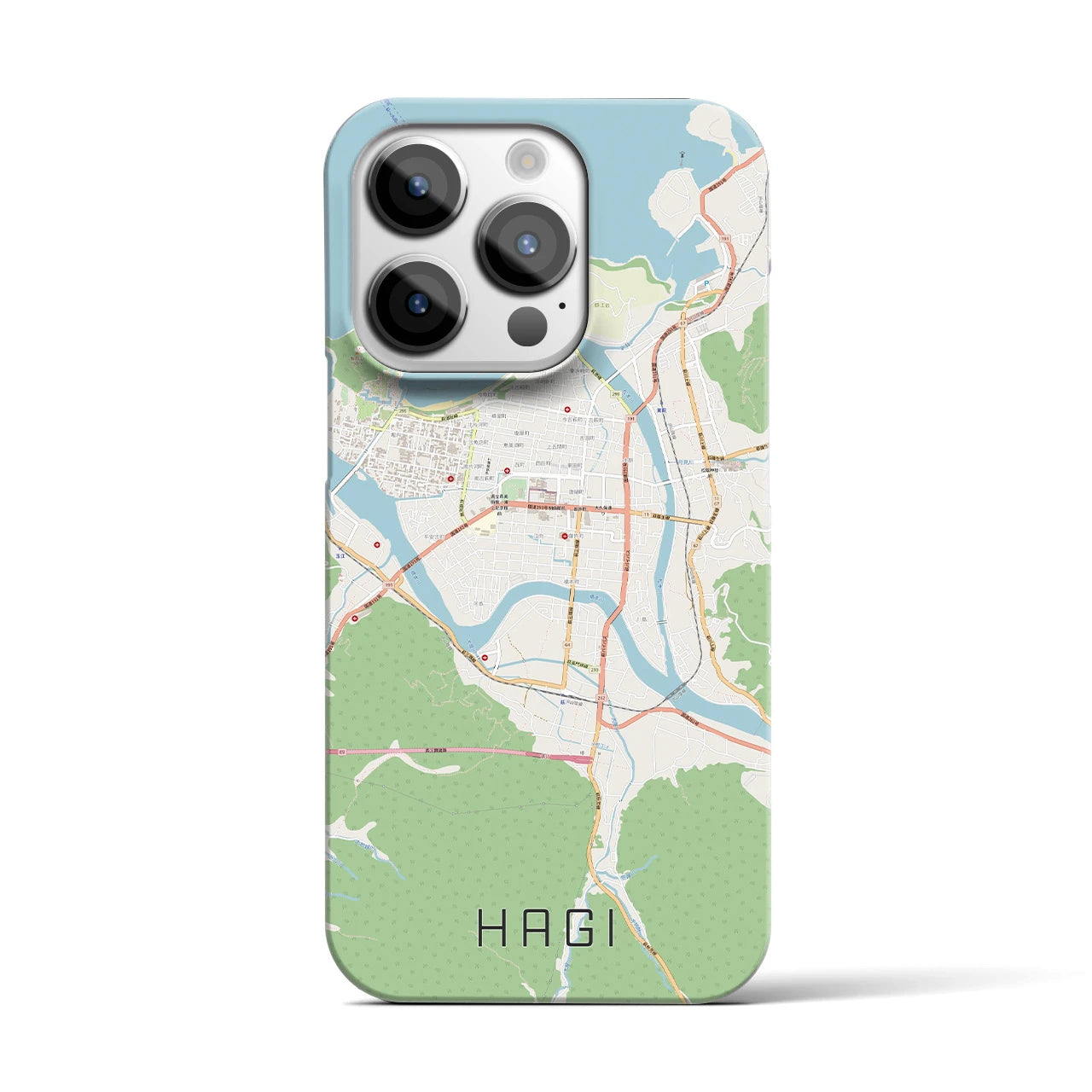 【萩2】地図柄iPhoneケース（バックカバータイプ・ナチュラル）iPhone 14 Pro 用
