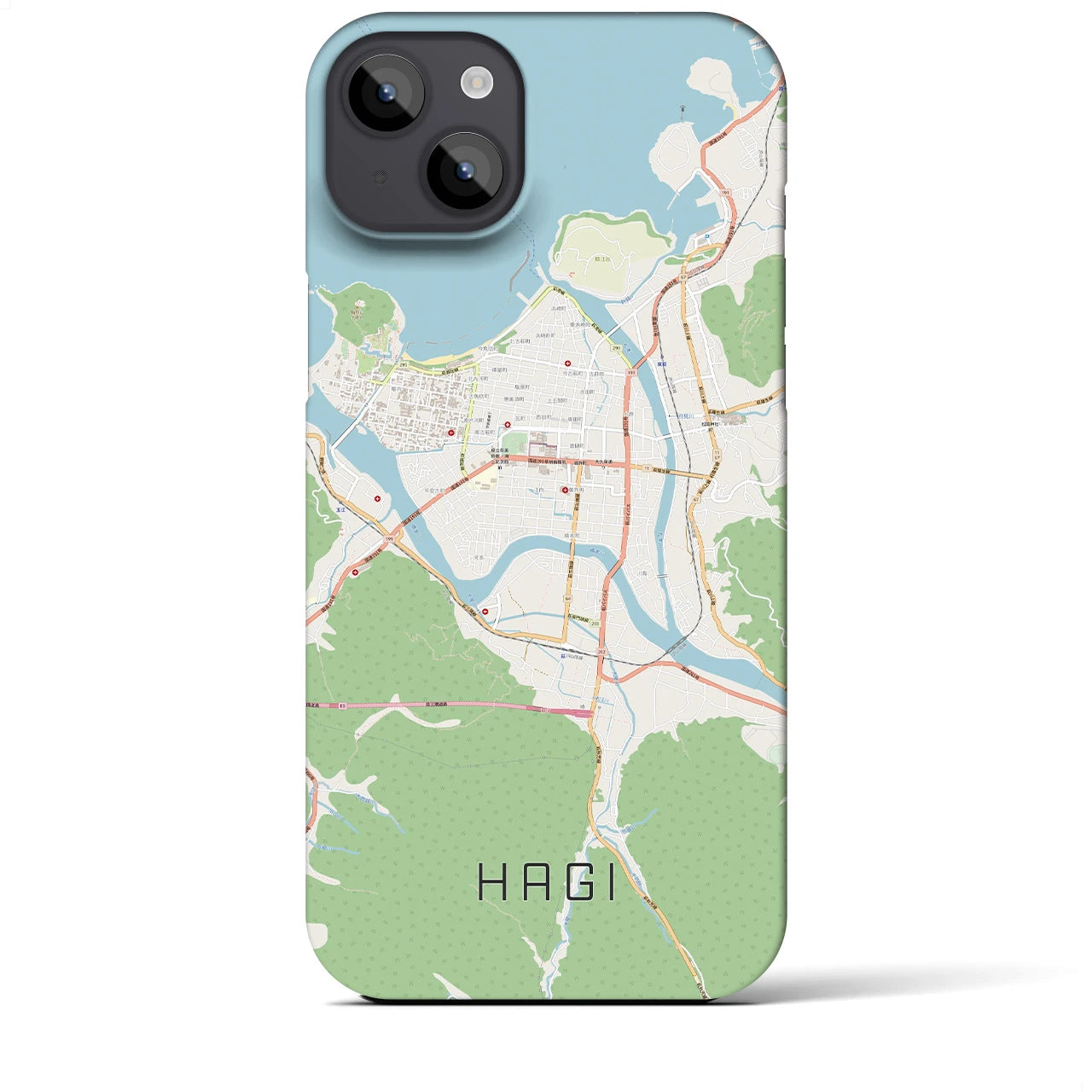 【萩2】地図柄iPhoneケース（バックカバータイプ・ナチュラル）iPhone 14 Plus 用