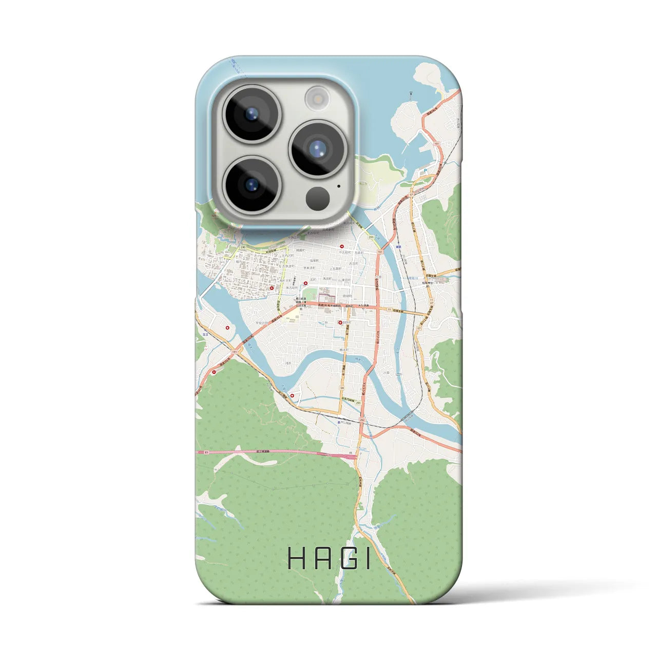 【萩2】地図柄iPhoneケース（バックカバータイプ・ナチュラル）iPhone 15 Pro 用