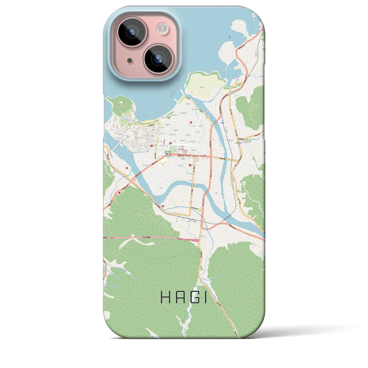 【萩2】地図柄iPhoneケース（バックカバータイプ・ナチュラル）iPhone 15 Plus 用