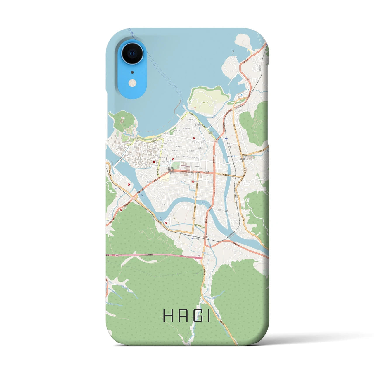 【萩2】地図柄iPhoneケース（バックカバータイプ・ナチュラル）iPhone XR 用