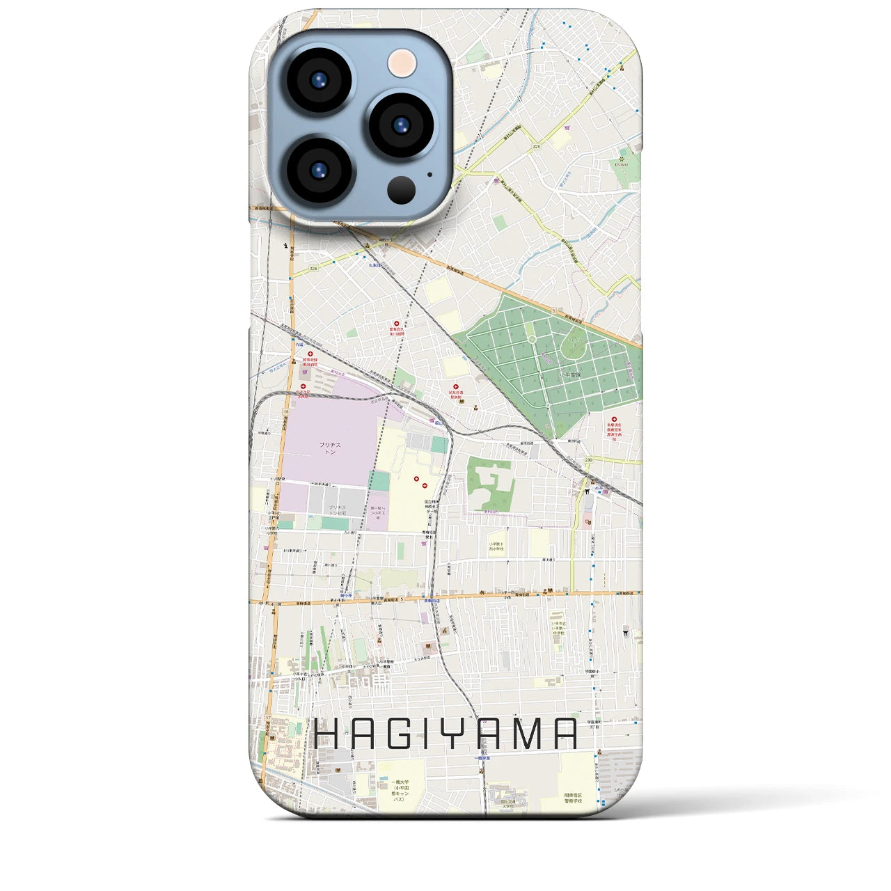 【萩山】地図柄iPhoneケース（バックカバータイプ・ナチュラル）iPhone 13 Pro Max 用