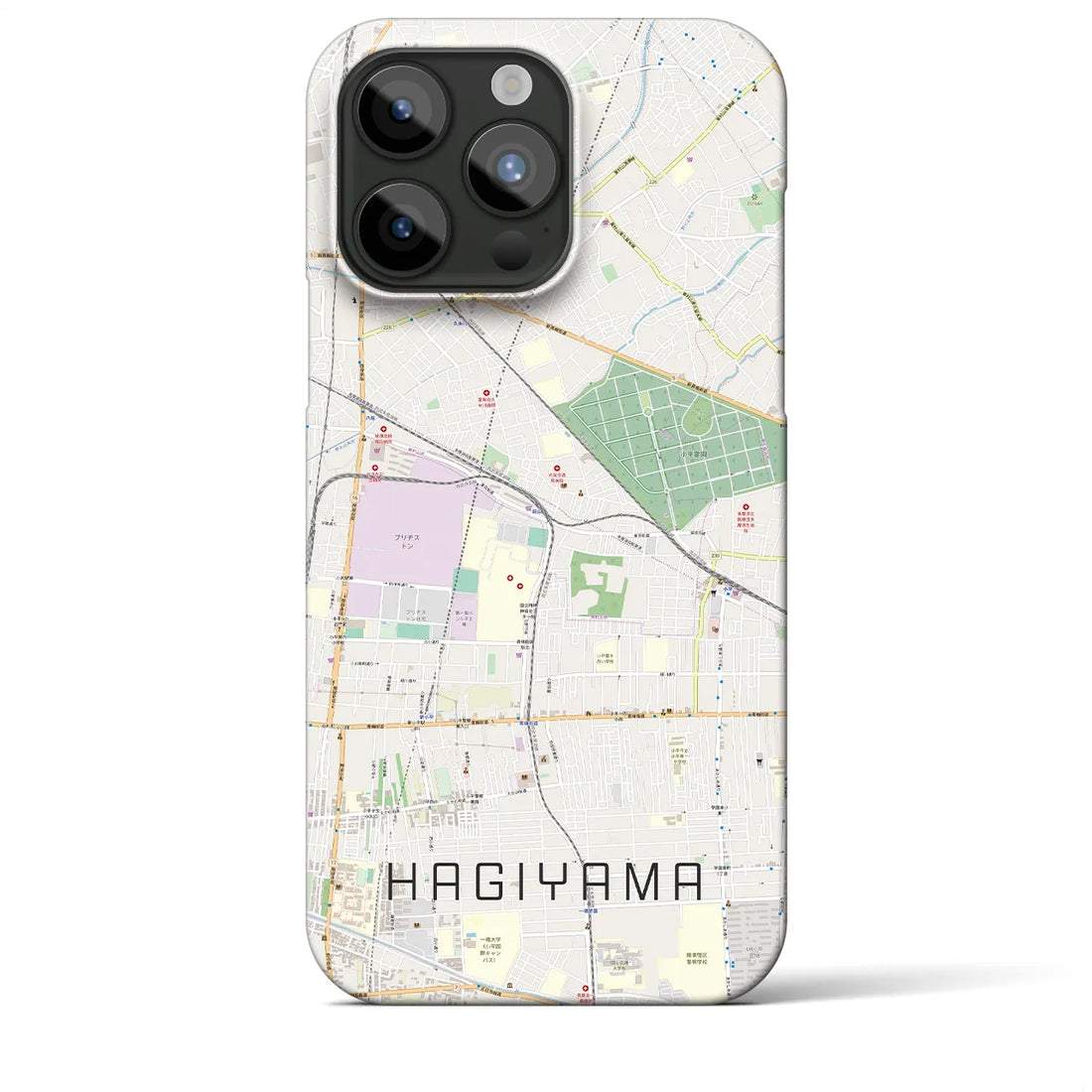 【萩山】地図柄iPhoneケース（バックカバータイプ・ナチュラル）iPhone 15 Pro Max 用