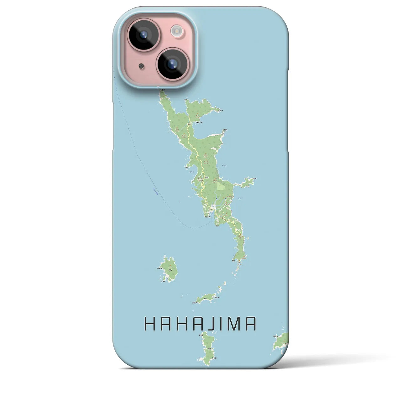 【母島】地図柄iPhoneケース（バックカバータイプ・ナチュラル）iPhone 15 Plus 用