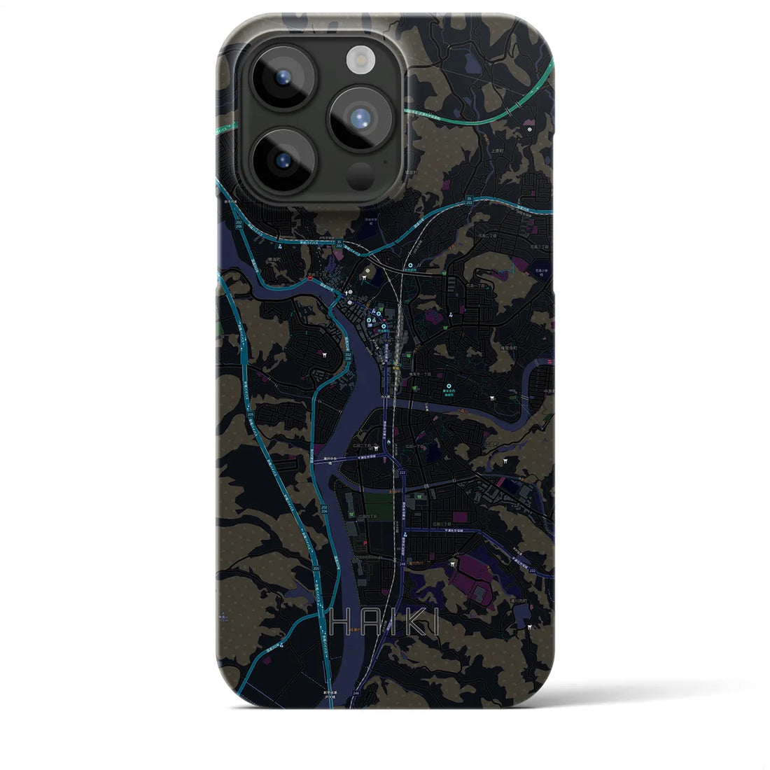 【早岐】地図柄iPhoneケース（バックカバータイプ・ブラック）iPhone 15 Pro Max 用