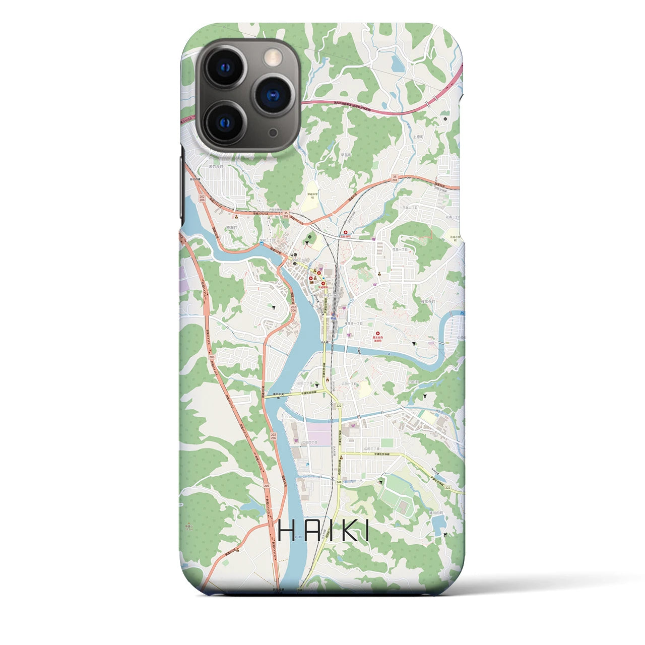 【早岐】地図柄iPhoneケース（バックカバータイプ・ナチュラル）iPhone 11 Pro Max 用