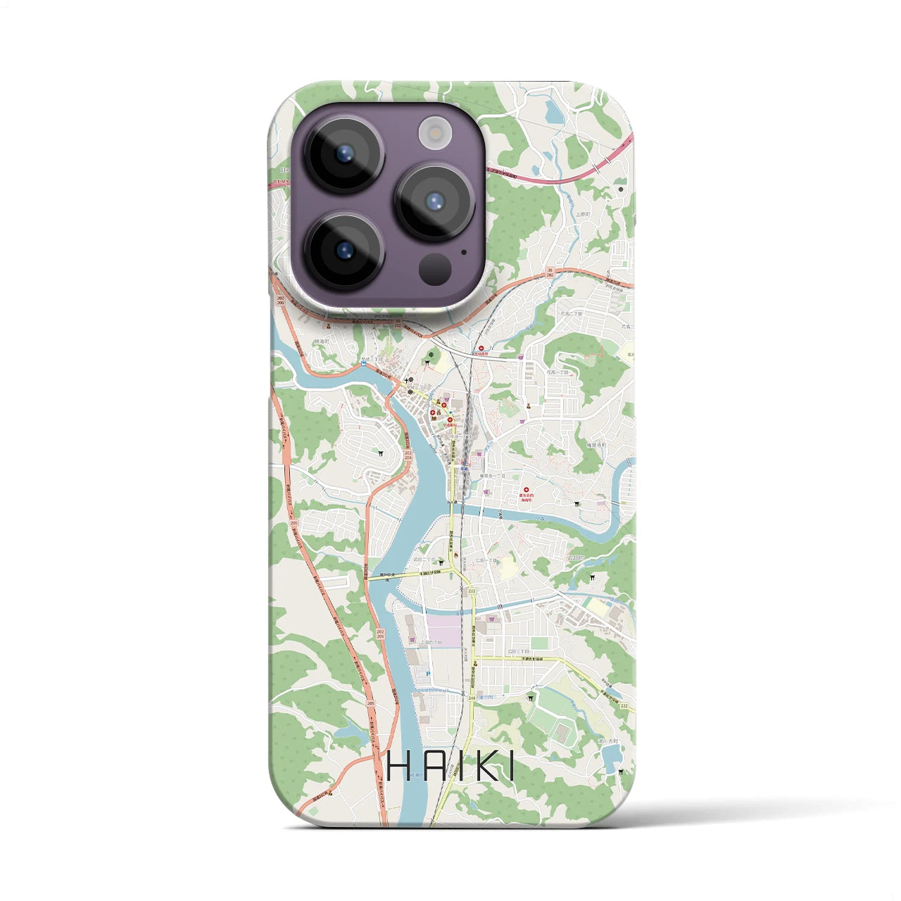 【早岐】地図柄iPhoneケース（バックカバータイプ・ナチュラル）iPhone 14 Pro 用