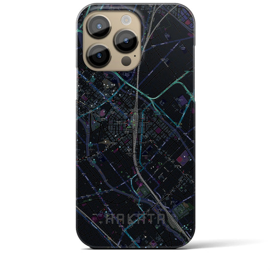 【博多2】地図柄iPhoneケース（バックカバータイプ・ブラック）iPhone 14 Pro Max 用