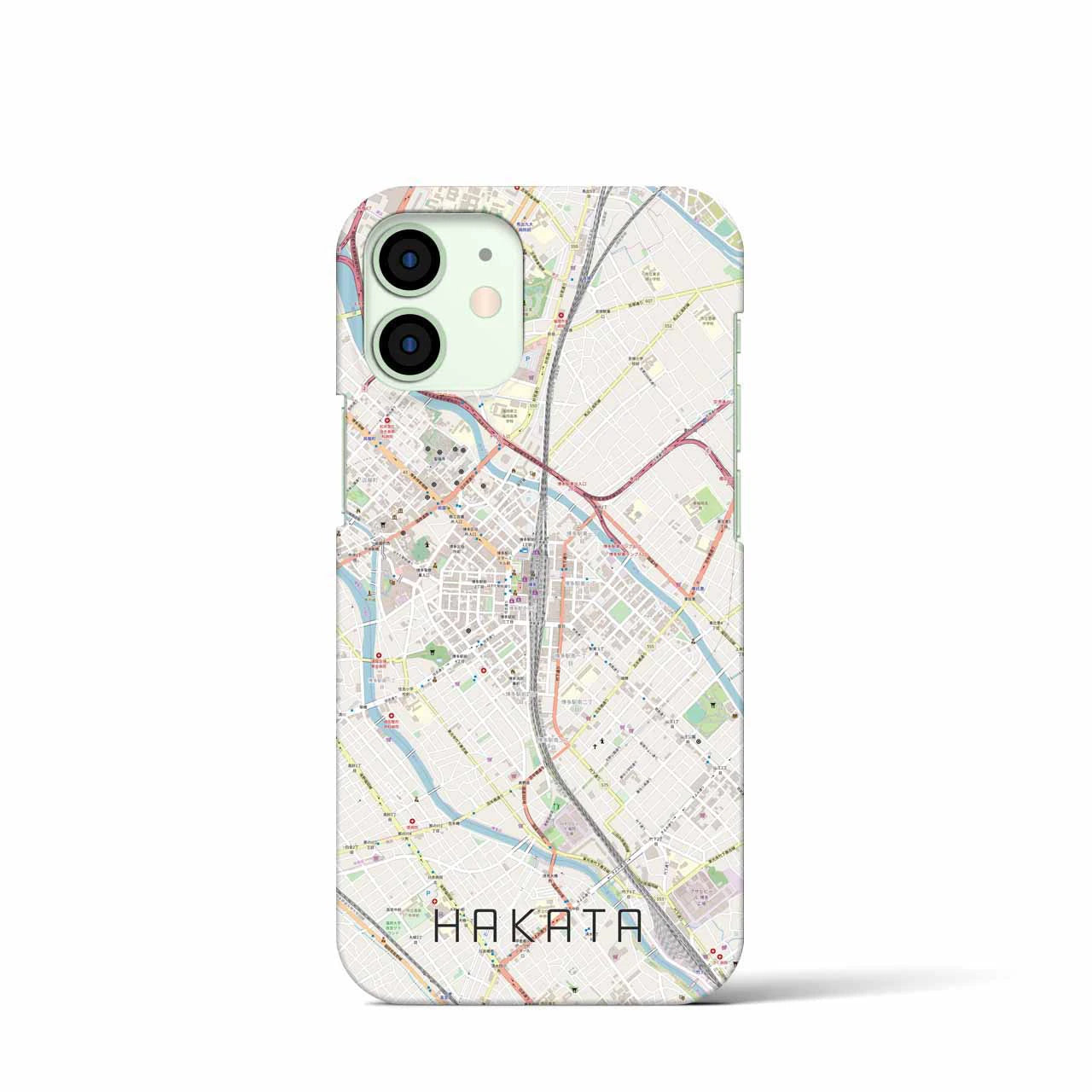 【博多2】地図柄iPhoneケース（バックカバータイプ・ナチュラル）iPhone 12 mini 用