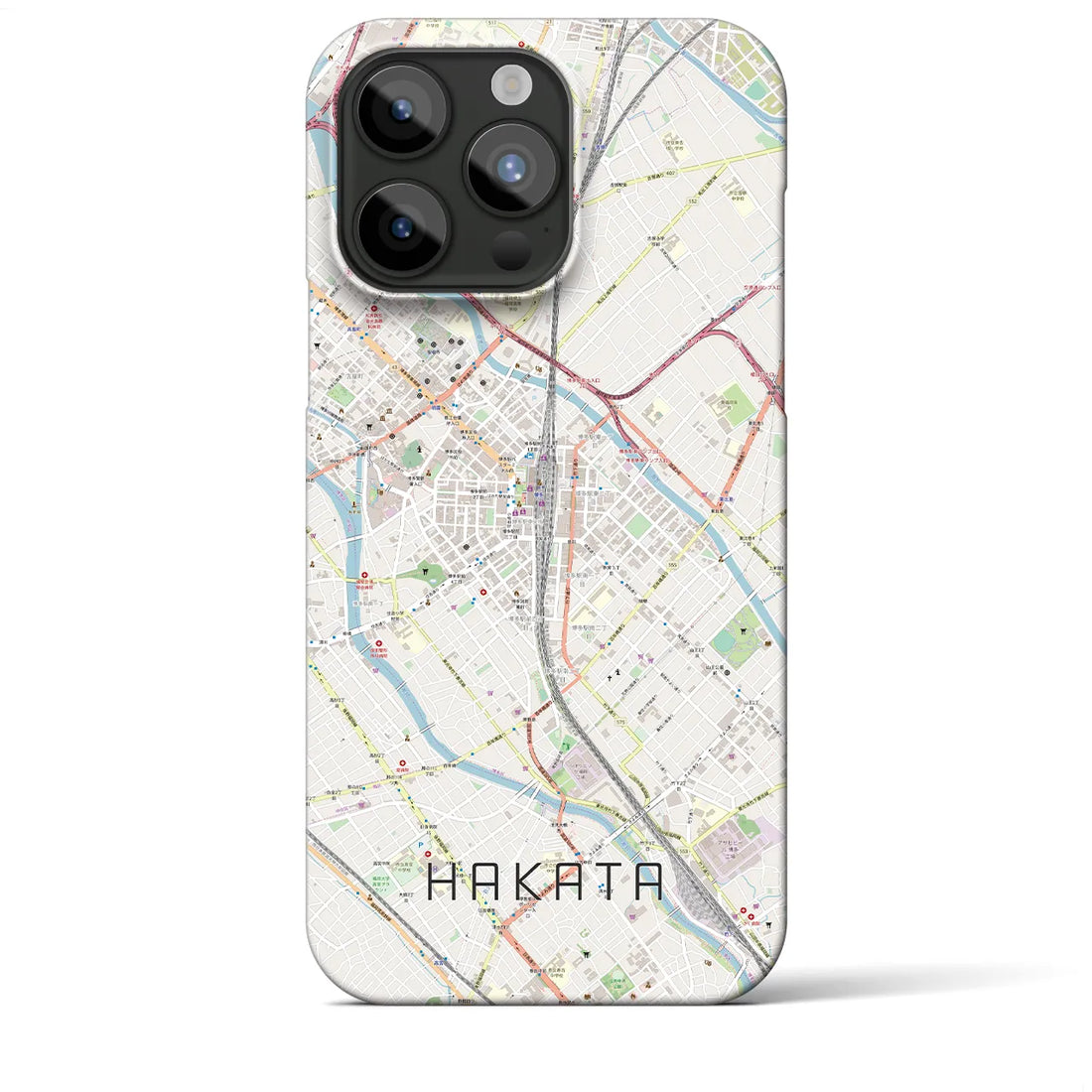 【博多2】地図柄iPhoneケース（バックカバータイプ・ナチュラル）iPhone 15 Pro Max 用