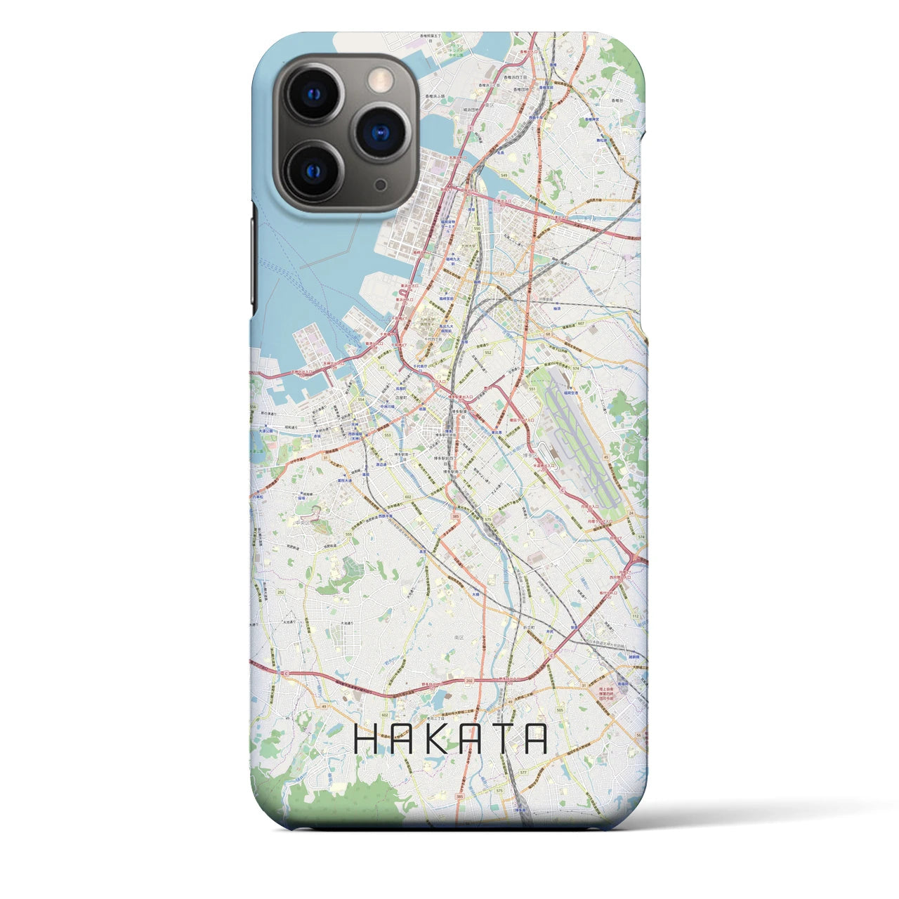 【博多】地図柄iPhoneケース（バックカバータイプ・ナチュラル）iPhone 11 Pro Max 用