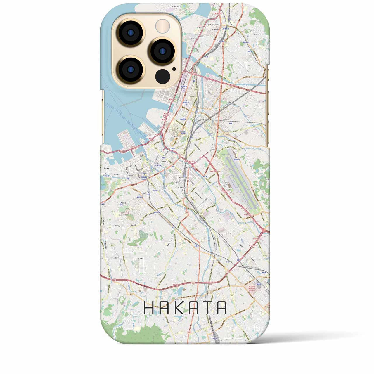 【博多】地図柄iPhoneケース（バックカバータイプ・ナチュラル）iPhone 12 Pro Max 用