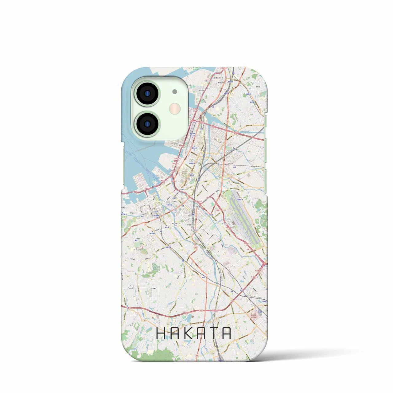 【博多】地図柄iPhoneケース（バックカバータイプ・ナチュラル）iPhone 12 mini 用