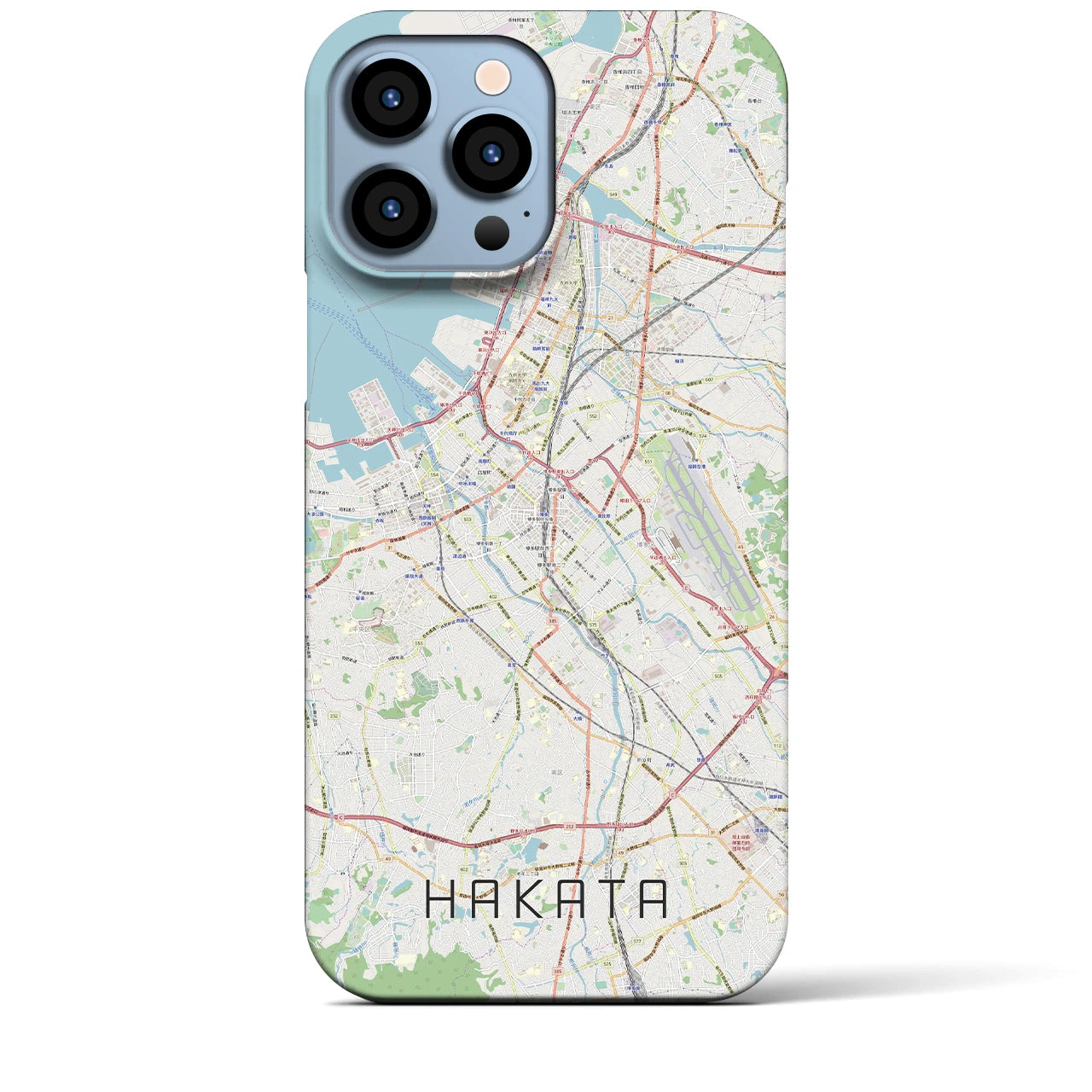 【博多】地図柄iPhoneケース（バックカバータイプ・ナチュラル）iPhone 13 Pro Max 用