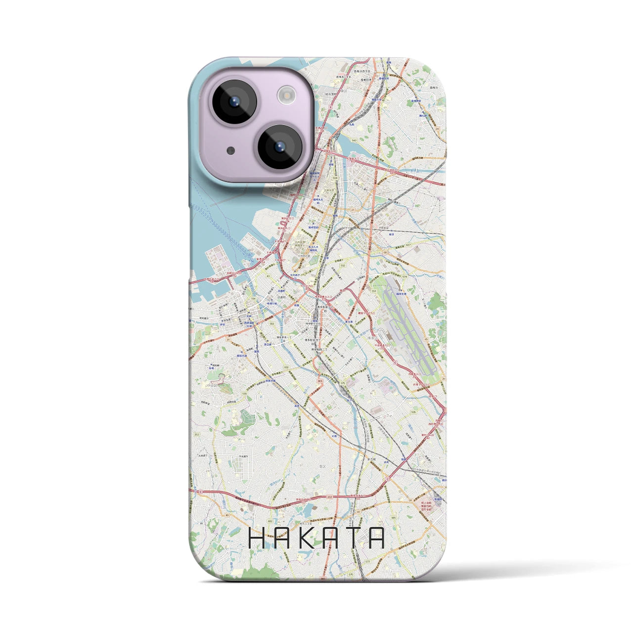【博多】地図柄iPhoneケース（バックカバータイプ・ナチュラル）iPhone 14 用