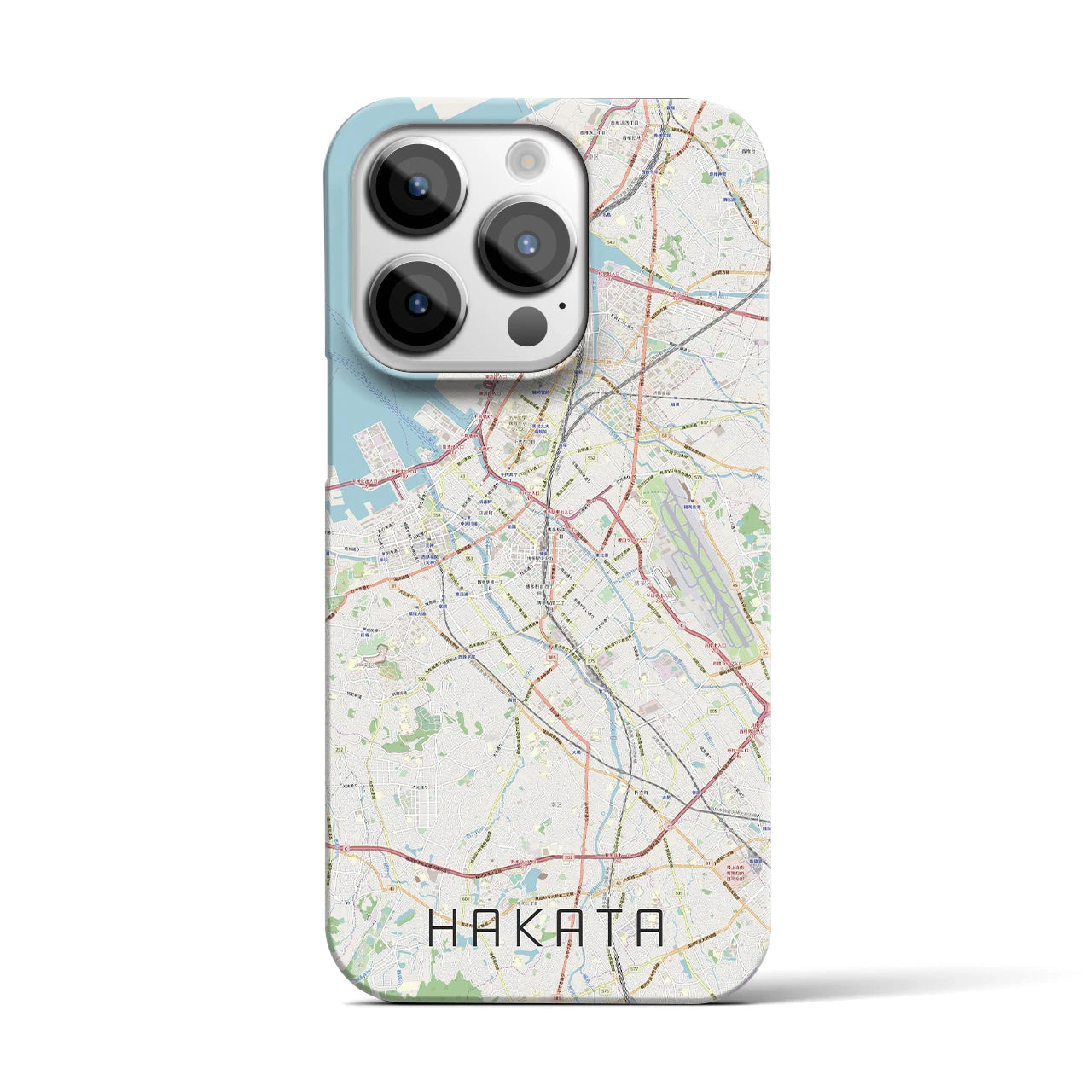【博多】地図柄iPhoneケース（バックカバータイプ・ナチュラル）iPhone 14 Pro 用