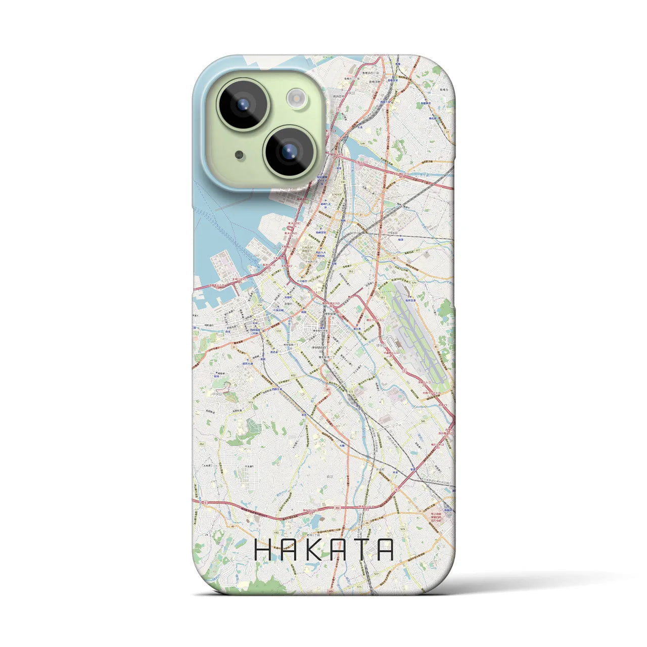 【博多】地図柄iPhoneケース（バックカバータイプ・ナチュラル）iPhone 15 用