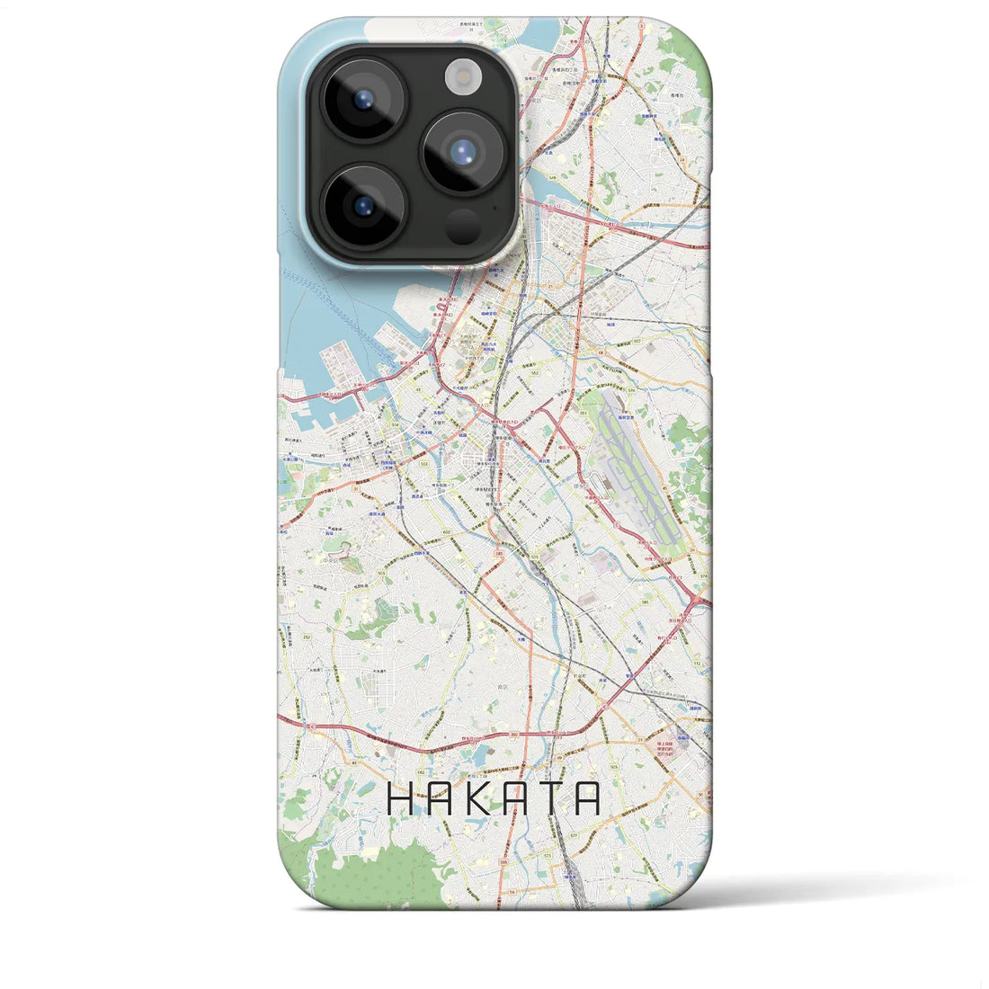 【博多】地図柄iPhoneケース（バックカバータイプ・ナチュラル）iPhone 15 Pro Max 用