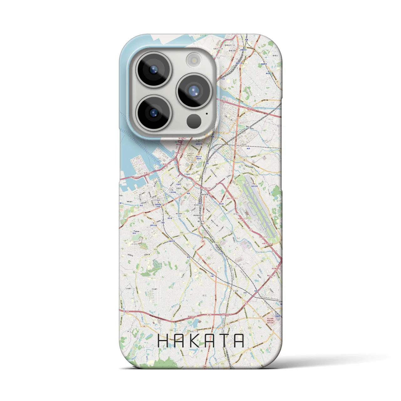【博多】地図柄iPhoneケース（バックカバータイプ・ナチュラル）iPhone 15 Pro 用