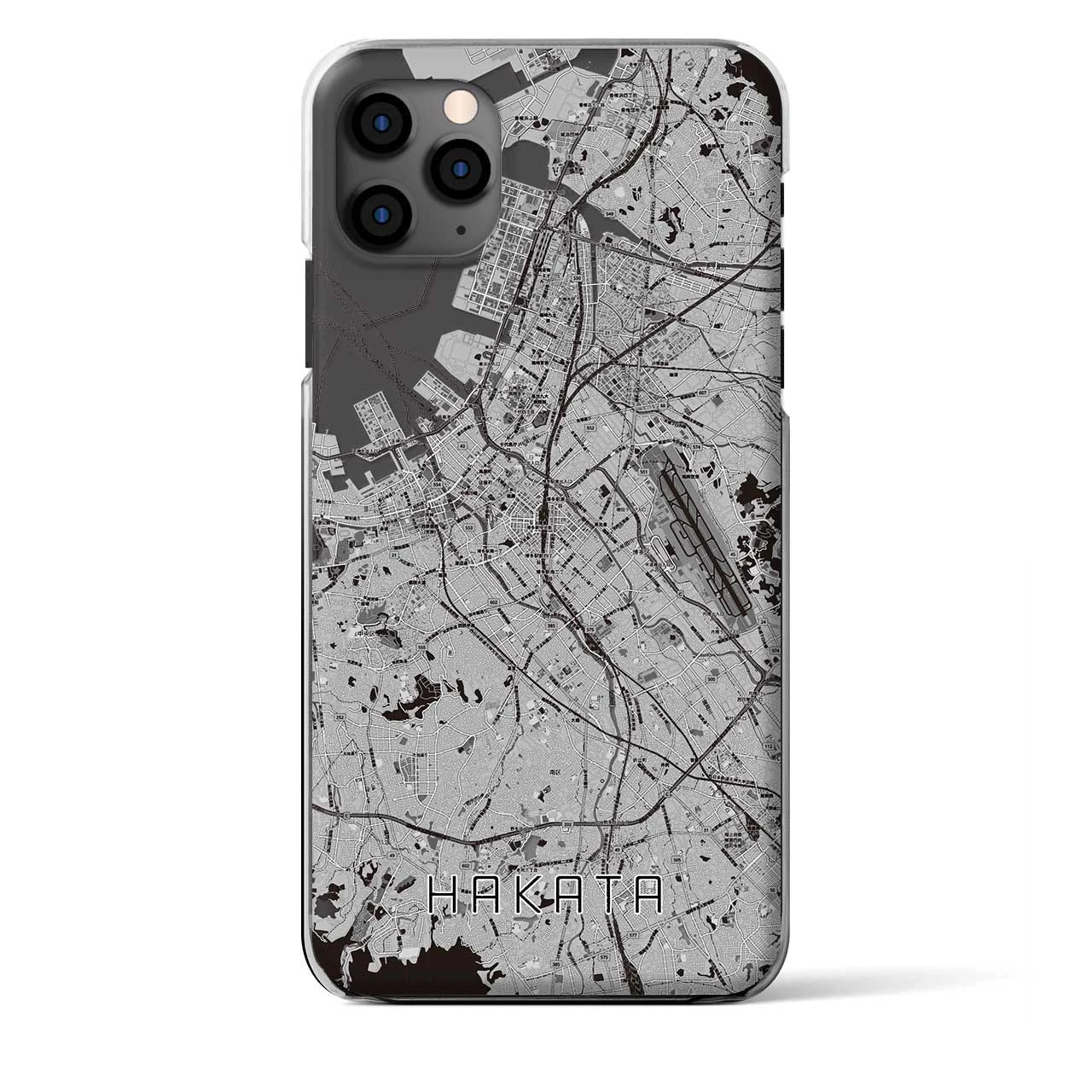 【博多】地図柄iPhoneケース（クリアタイプ・モノトーン）iPhone 11 Pro Max 用
