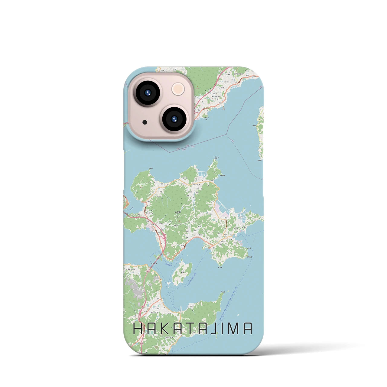 【伯方島】地図柄iPhoneケース（バックカバータイプ・ナチュラル）iPhone 13 mini 用