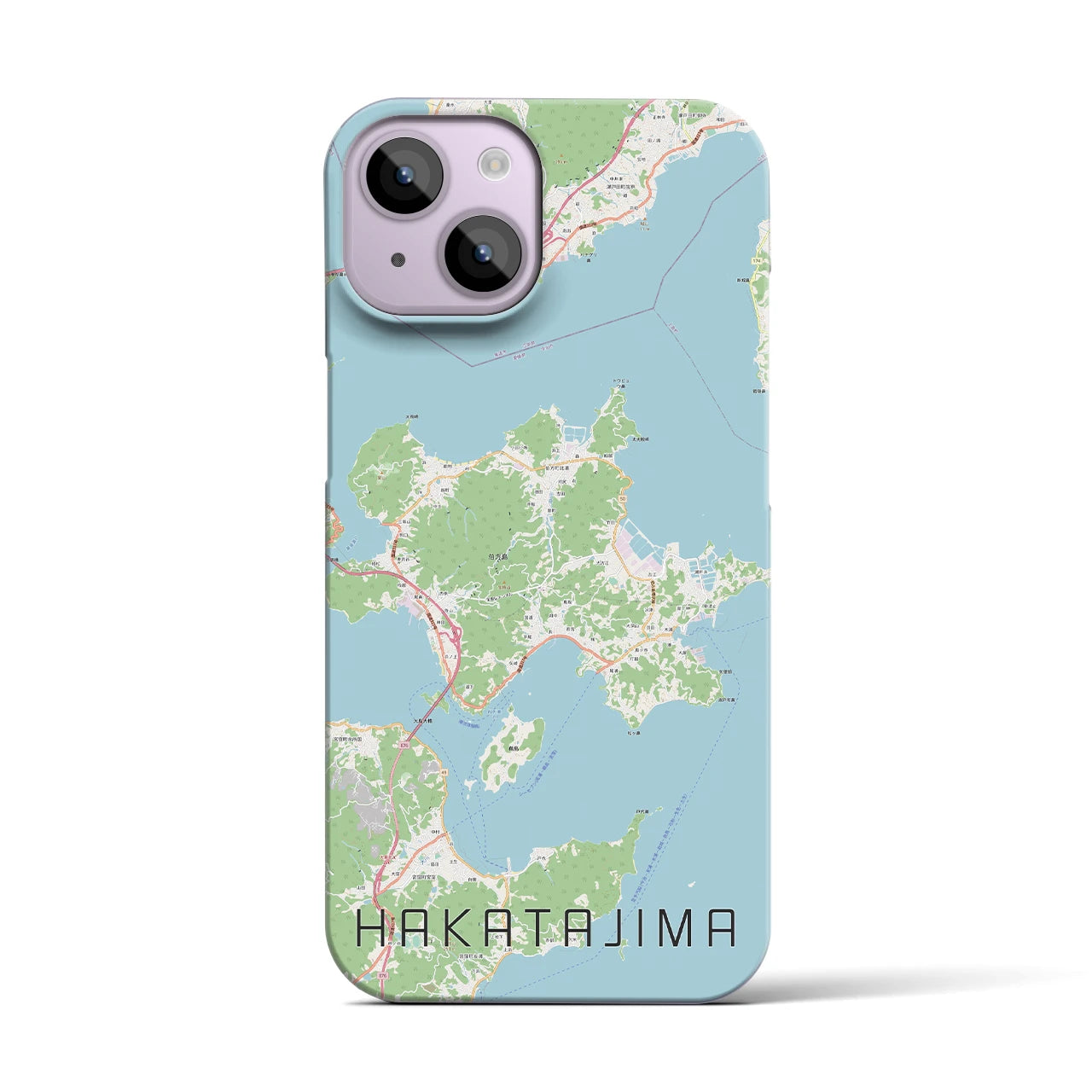 【伯方島】地図柄iPhoneケース（バックカバータイプ・ナチュラル）iPhone 14 用