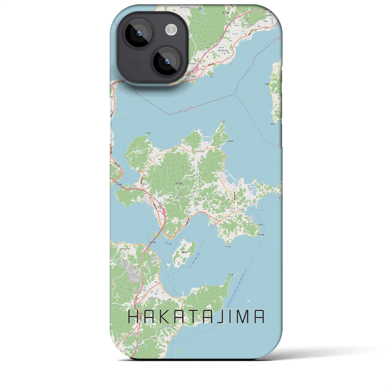 【伯方島】地図柄iPhoneケース（バックカバータイプ・ナチュラル）iPhone 14 Plus 用