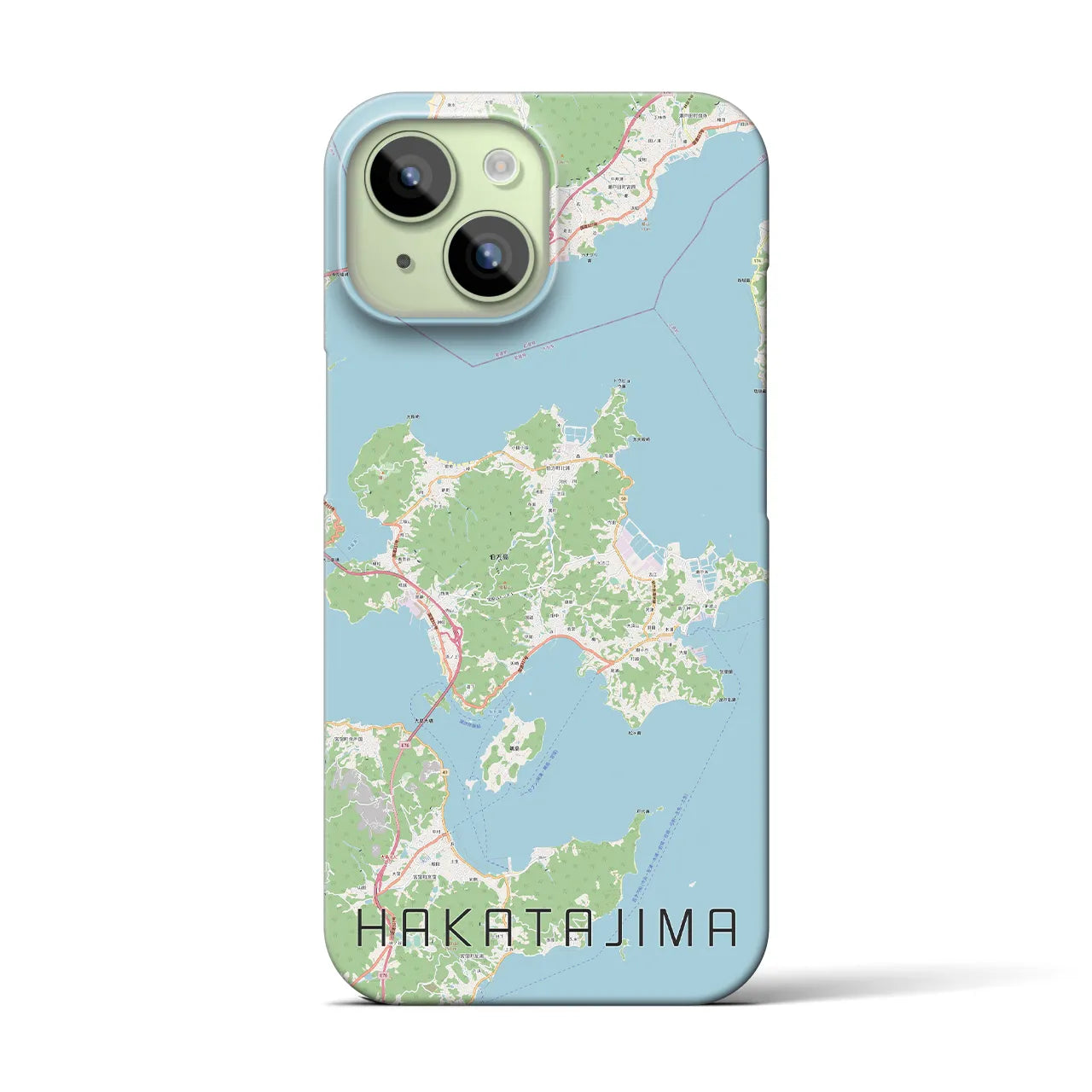 【伯方島】地図柄iPhoneケース（バックカバータイプ・ナチュラル）iPhone 15 用